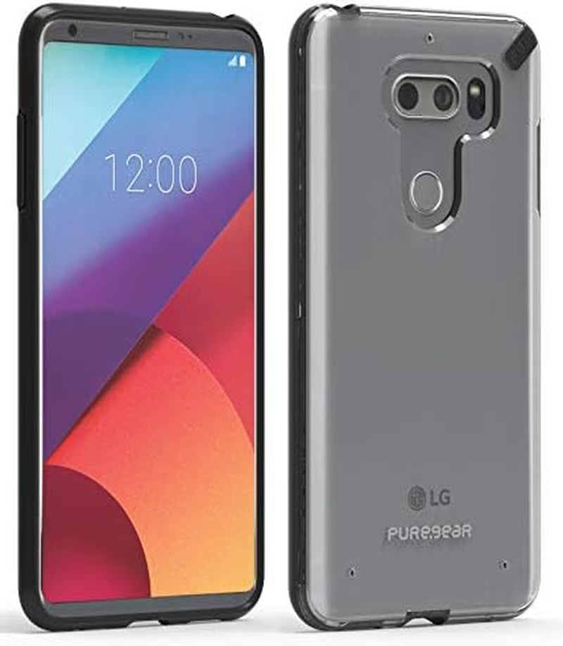 Bundle - 2 Items: Puregear [Black/Clear] Slimshell Hard Transparent Case Cover and Impactshield Full-Size Display Guard Screen Protector for LG V30/V30 Plus/V30+/V30S/V35 Thinq  Generic   