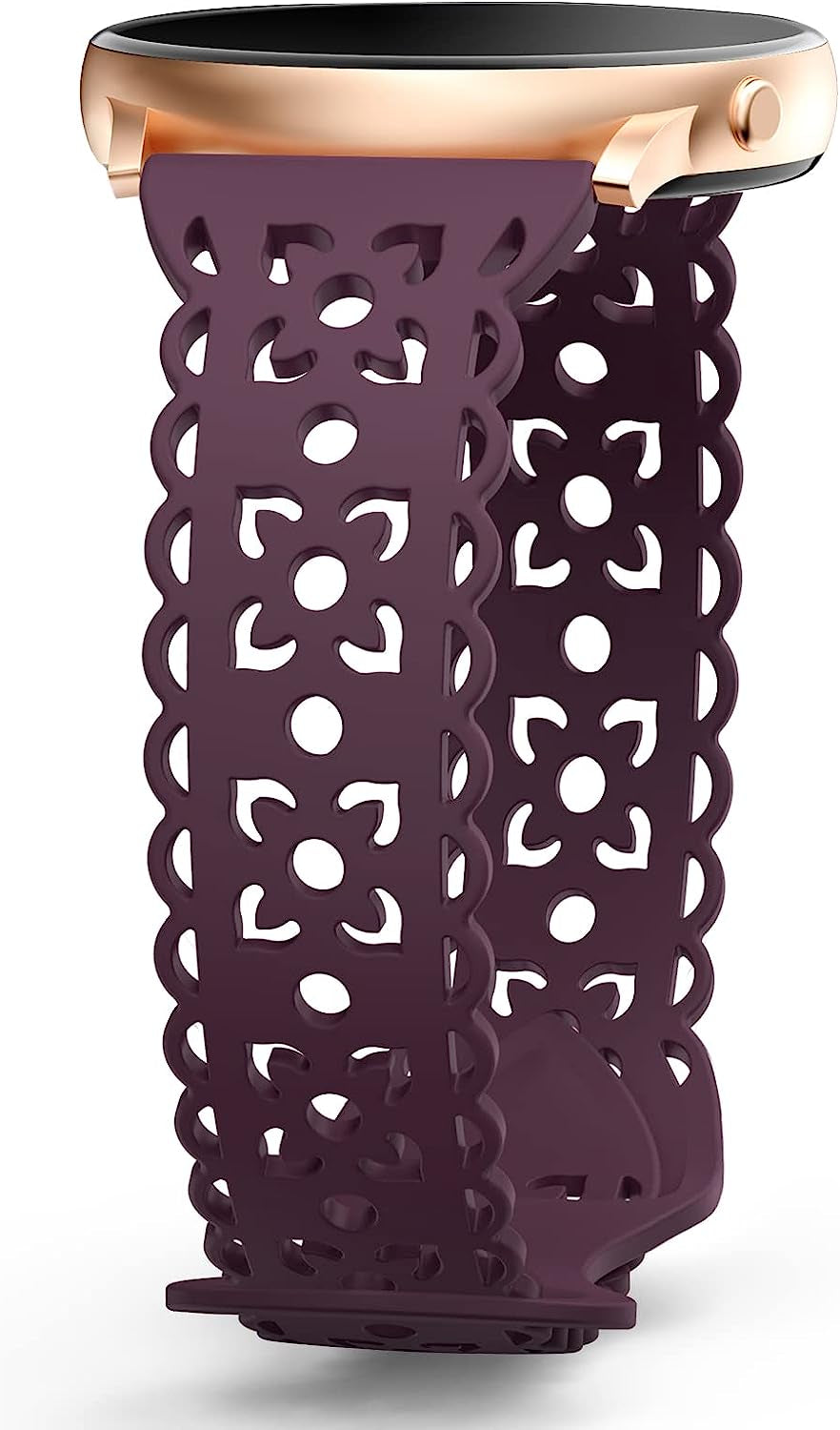 20Mm Lace Silicone Band Compatible with Samsung Galaxy Watch 4 Band 40Mm 44Mm,Galaxy Watch 4 Classic Band 42Mm 46Mm,Galaxy Watch 5 Bands,Slim Sport Strap Replacement Band for Galaxy Watch 4/5 Women  HEARTBOOM Elderberry 20MM 