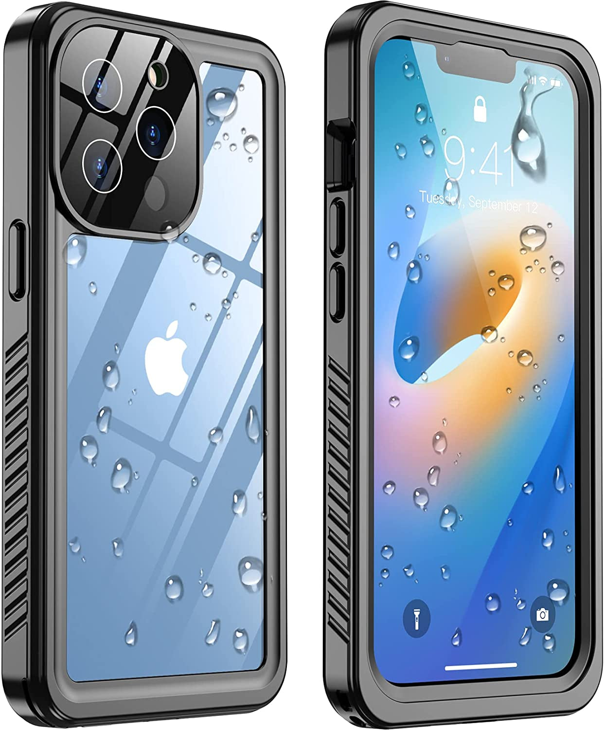 Temdan for Iphone 14 Case Waterproof,Built-In 9H Tempered Glass Screen Protector [IP68 Underwater][14Ft Military Dropproof][Dustproof][Real 360] Full Body Shockproof Protective Case-Blue-Clear  Temdan Black iPhone 13 Pro Max 6.7 