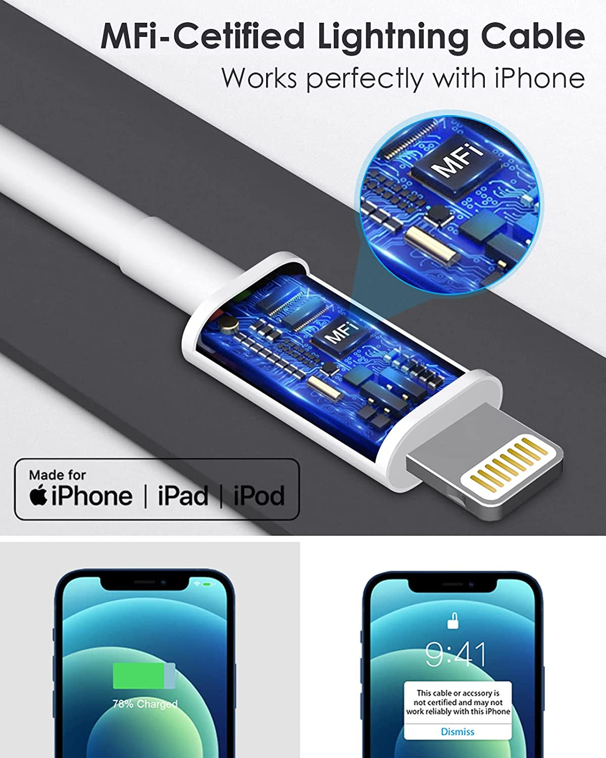 Iphone Charger 10 Ft [Mfi Certified] 20W USB C Charger with 10-Foot-Long Charger Parallel Cable Fast Charging Compatible with Iphone 14/14 Pro/14 Plus/14 Pro Max/13/12/11/11Pro/Xs/X/Xr, Ipad [2 Pack]  Shenzhen Yijiapin Trading Co., Ltd. / Shenzhen FuErBo Technology Co., Ltd   