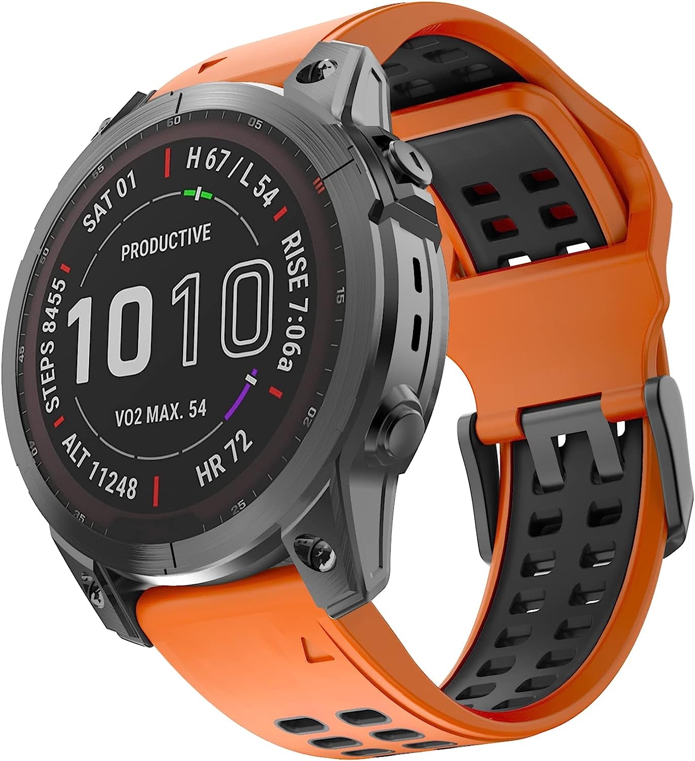 Isabake Compatible with Fenix 7 Band 22Mm Easy-Fit Silicone Watch Strap Replacement for Fenix 5/Fenix 5 Plus/Fenix 6/Fenix 6 Pro/ Forerunner 935/Forerunner 945/Approach S60/Quatix 5  Isabake Orange-Black 22MM 