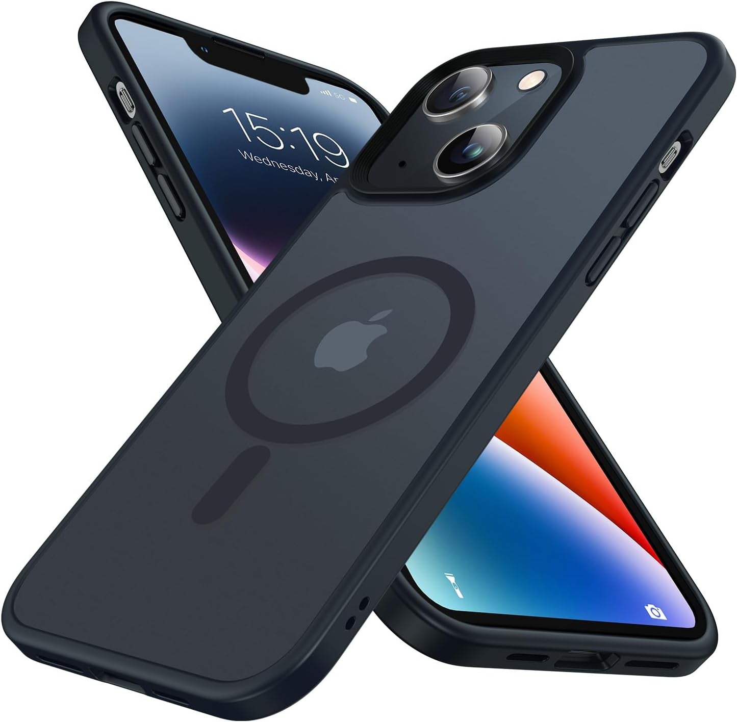 Mgnaooi Magnetic Case for Iphone 14 plus Case,[Mil-Grade Drop Tested & Compatible with Magsafe] Translucent Matte Back with Aluminum Alloy Keys,Shockproof Phone 14 plus Case 6.7 Inch, Green  Mgnaooi Black  