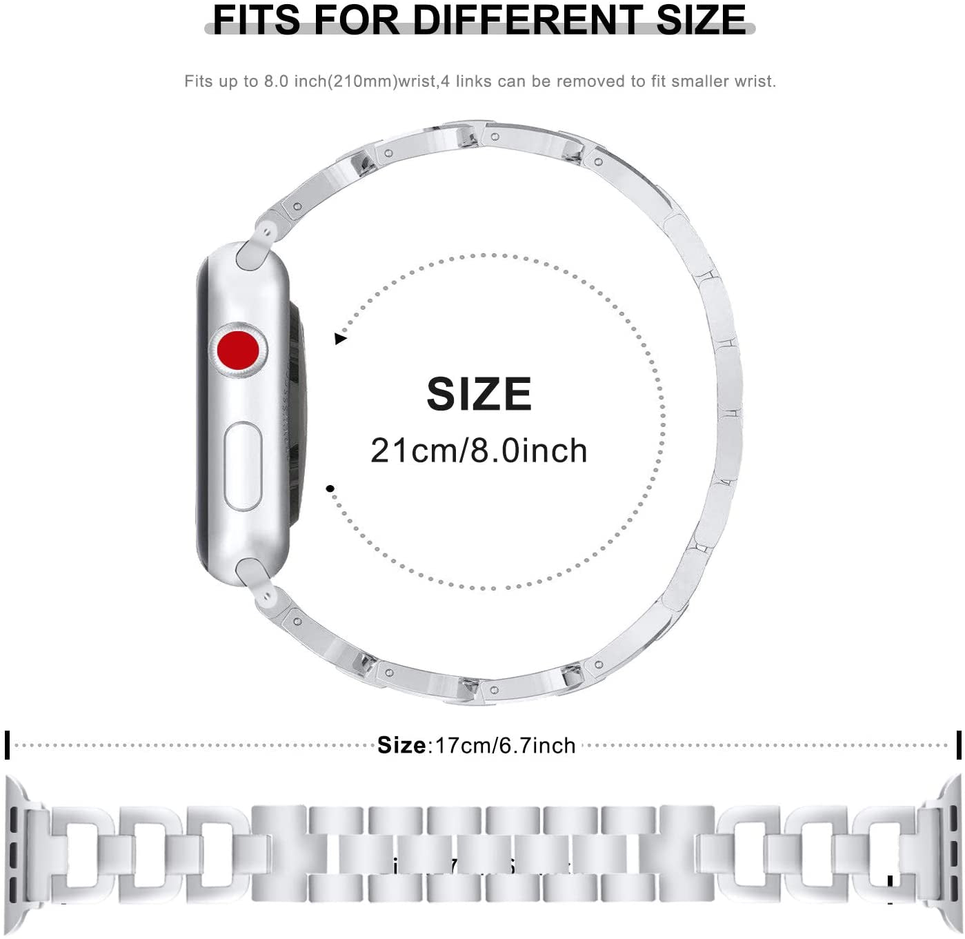 OULUCCI Bands Compatible Apple Watch Band 42Mm 44Mm 45Mm Ultra 49Mm Iwatch Series8 7 6 SE 5 4 3 2 1,Stainless Steel Metal Wristband Strap Women Men Silver (No Tool Needed)  OULUCCI   