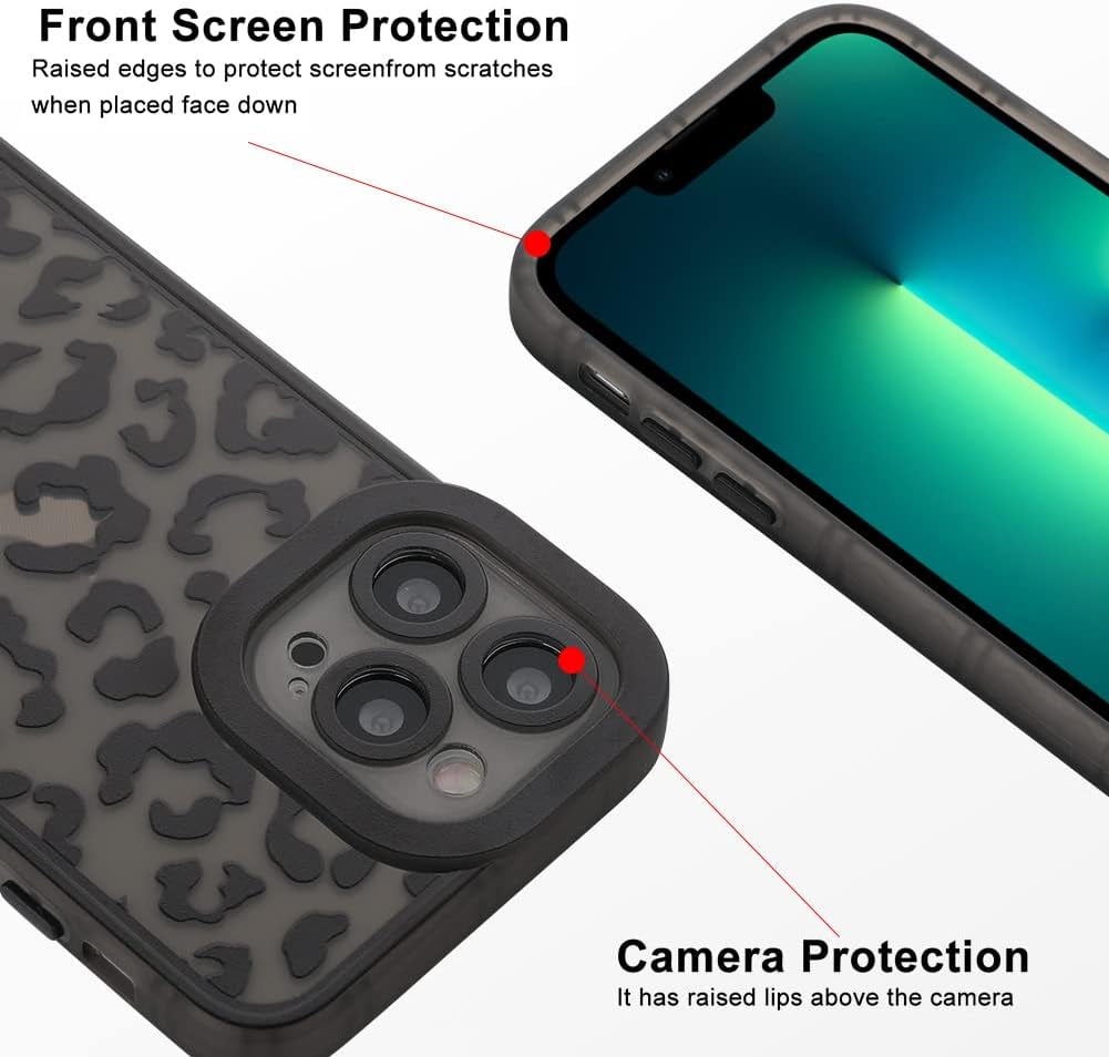ZIYE Iphone 13 Pro Leopard Clear Case with Camera Protection, Silicone TPU Cheetah Design Cover 6.1 Inch  ZIYE   