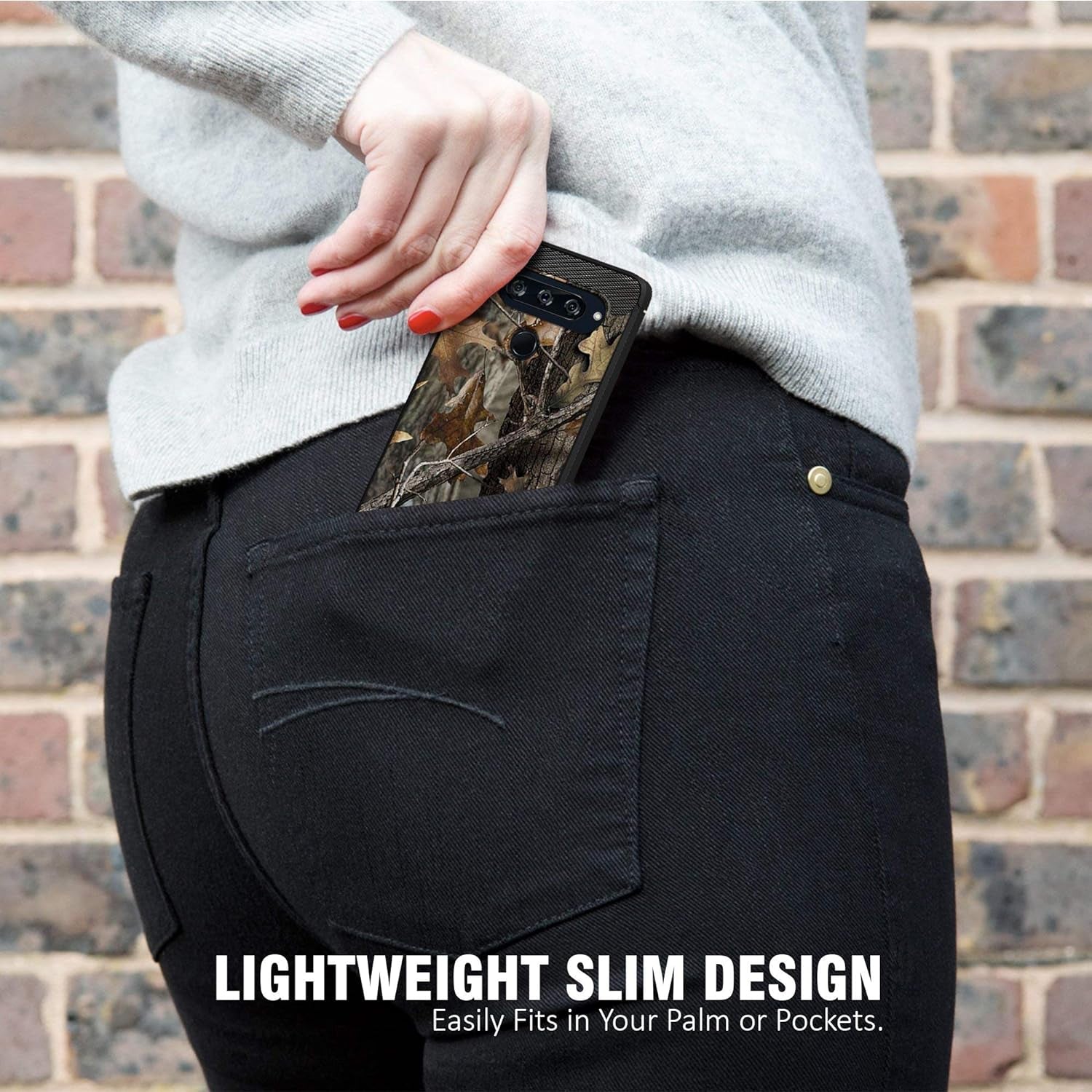 Casesondeck Camo Case Compatible with LG V40 Thinq, Carbon Fiber Texture Slim Fitted Matte Cover with Design(Tree Camo)  CasesonDeck   