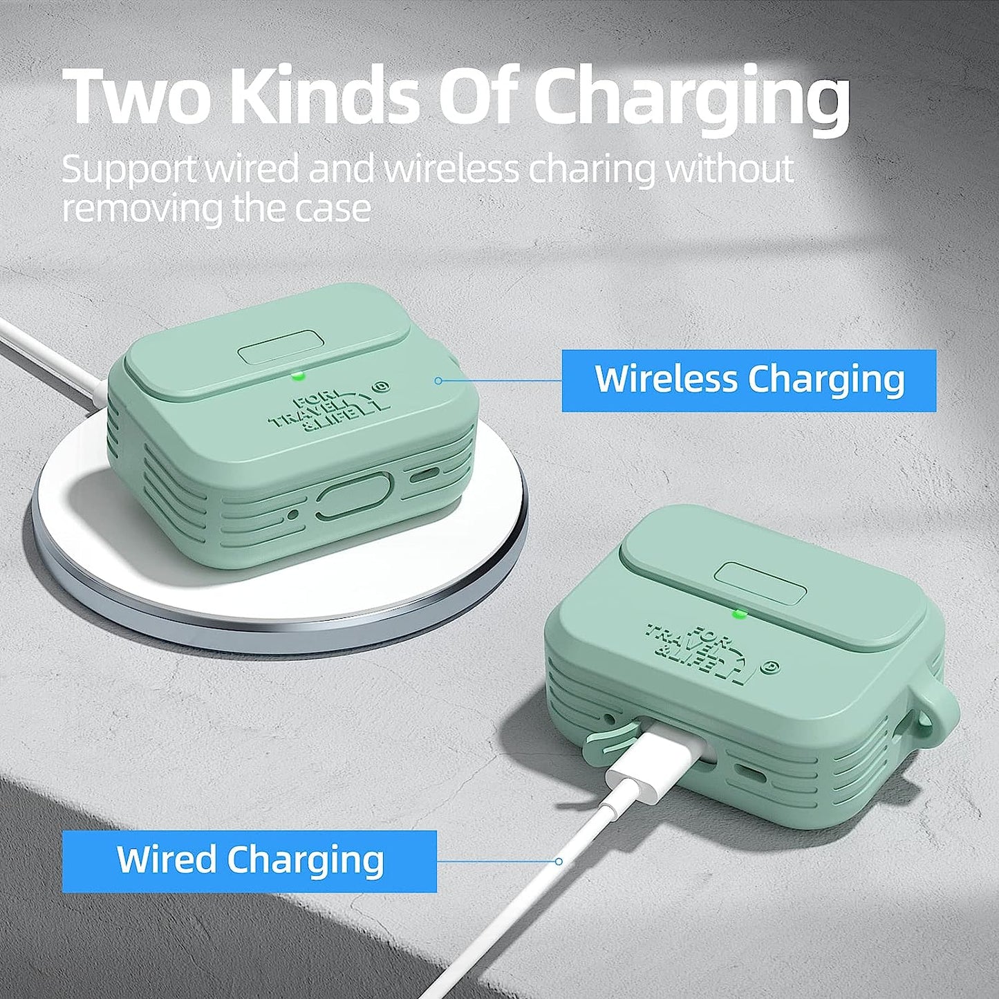 Airpods Pro 2Nd/1St Generation Case Cover,Secure Lock Full Protective Silicone Skin Accessories for Women Men with Apple Airpods Pro 2022/2019 Charging Case,Design by Doboli,Matcha Green  Doboli   