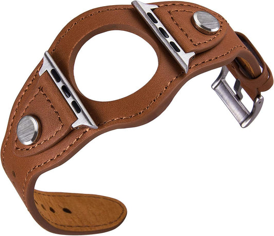 VIQIV Cuff Bracelets Bands for Compatible with Apple Watch 38Mm 42Mm 41Mm 40Mm 44Mm 45Mm Iwatch Series SE 7 6 5 4 3 2 1, Dressy Leather Metal Jewelry Wristband Strap for Women Men Light Brown  VIQIV   