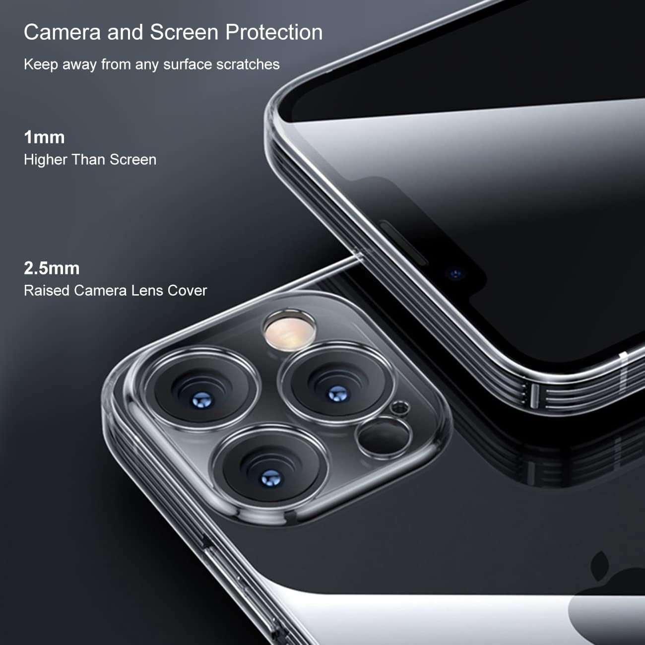 ZEZHOU Iphone 13 Mini Clear Case with Camera Lens Protector, Non Yellow Square Electroplated Edge, Upgraded Shockproof Inner Silicone Bumper Shell, Slim Thin Phone Case for Iphone 13 Mini 6.1", Black  ZEZHOU   