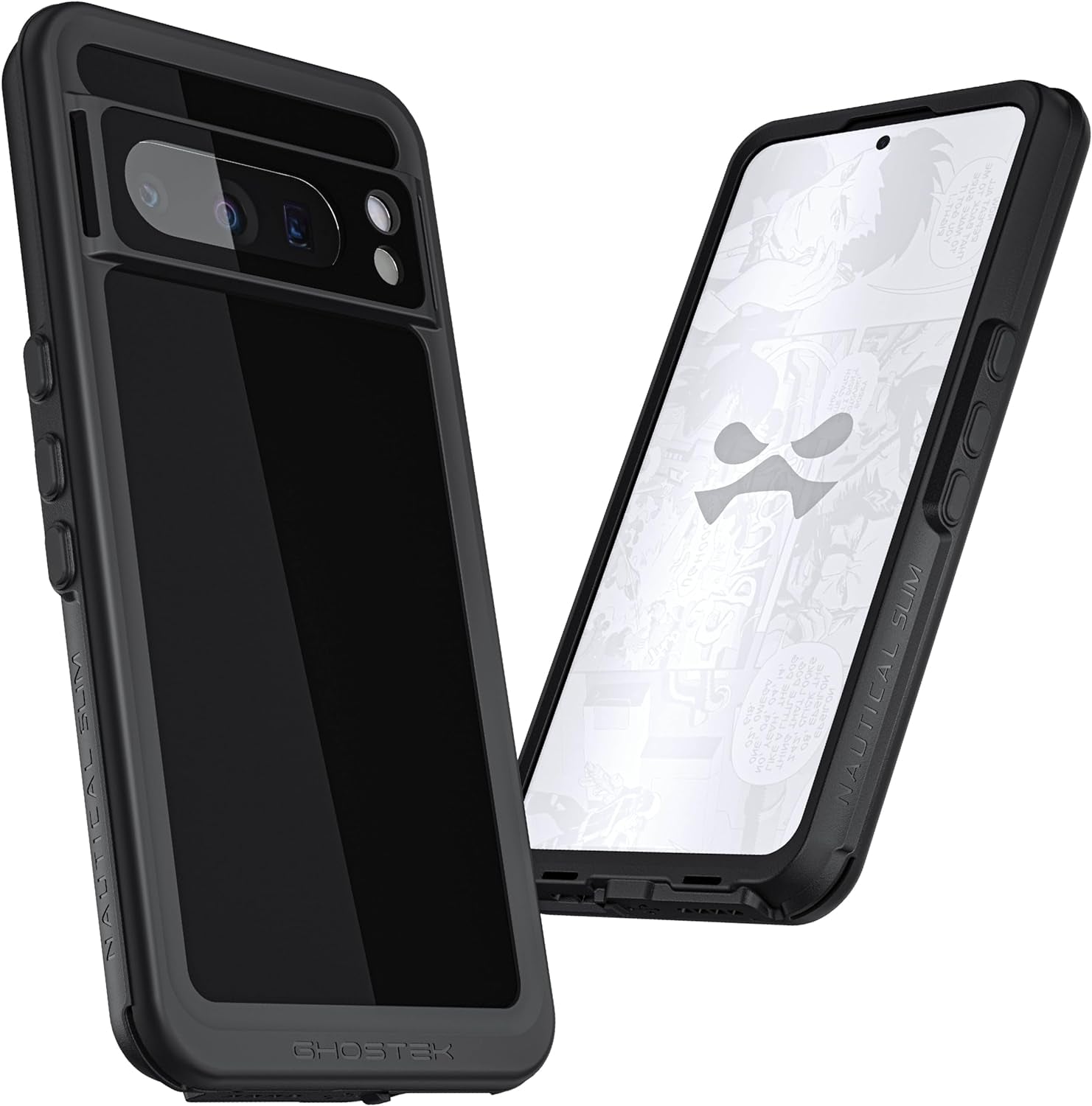 Ghostek Nautical Slim Waterproof Case for Google Pixel 8 Pro - Built-In Screen & Camera Lens Protector, Compatible with Wireless Charging (6.7 Inch, Clear)  Ghostek Black Pixel 8 Pro 