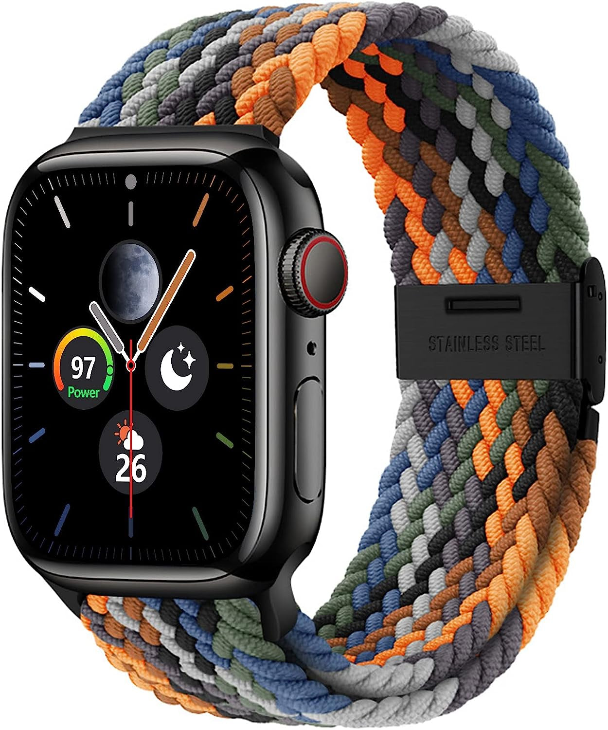 Stretchy Braided Solo Loop Compatible with Apple Watch Bands 38Mm 40Mm 41Mm 42Mm 44Mm 45Mm for Women Men Adjustable Straps Elastic Sport Wristbands for Iwatch Series 8 7 6 SE 5 4 3 2 1 Ultra  MBNIBNVT Camouflage (with Black Buckle) 38/40/41MM 