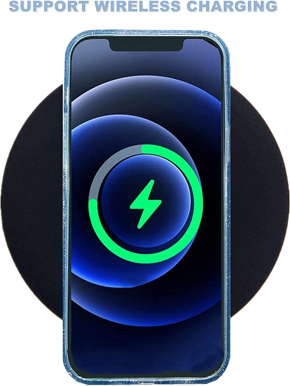 Abenkle Compatible with Iphone 12 and 12 Pro Case, Slim Fit Hybrid Glitter Bling Sparkly Case for Women Shockproof Protective Flexible Bumper Cover for Iphone 12/12 Pro 6.1-Inch 2020, Blue Glitter  ABenkle   