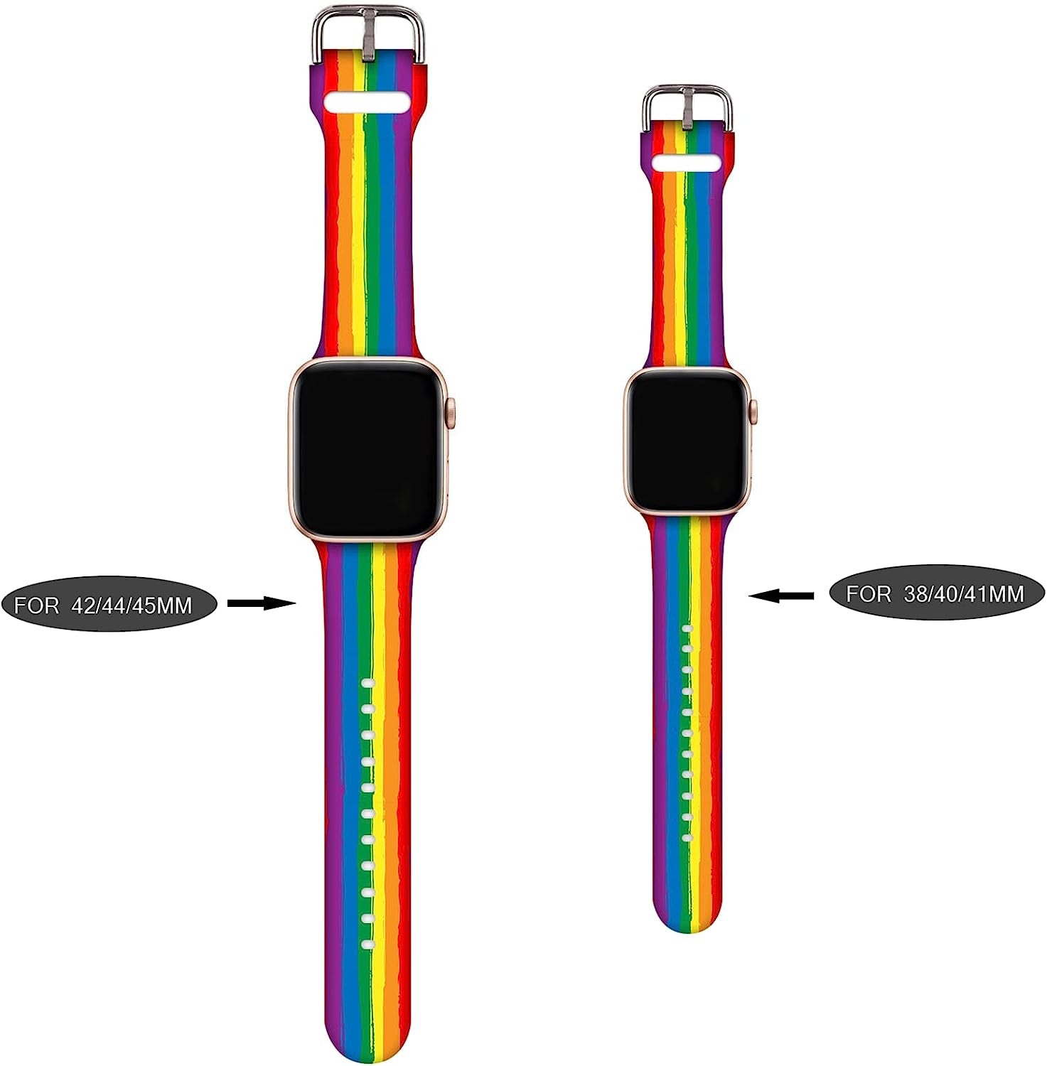 Teacher Appreciation Gifts Nurse Decorations Wristband Straps for Rainbow Apple Watch Band 38Mm/40Mm/41Mm/42Mm/44Mm/45Mm Soft Silicone Pride Watch Band Strap for Apple Smart Watch Series 7 6 5 4 3 2 1 SE.  DGDGDG   