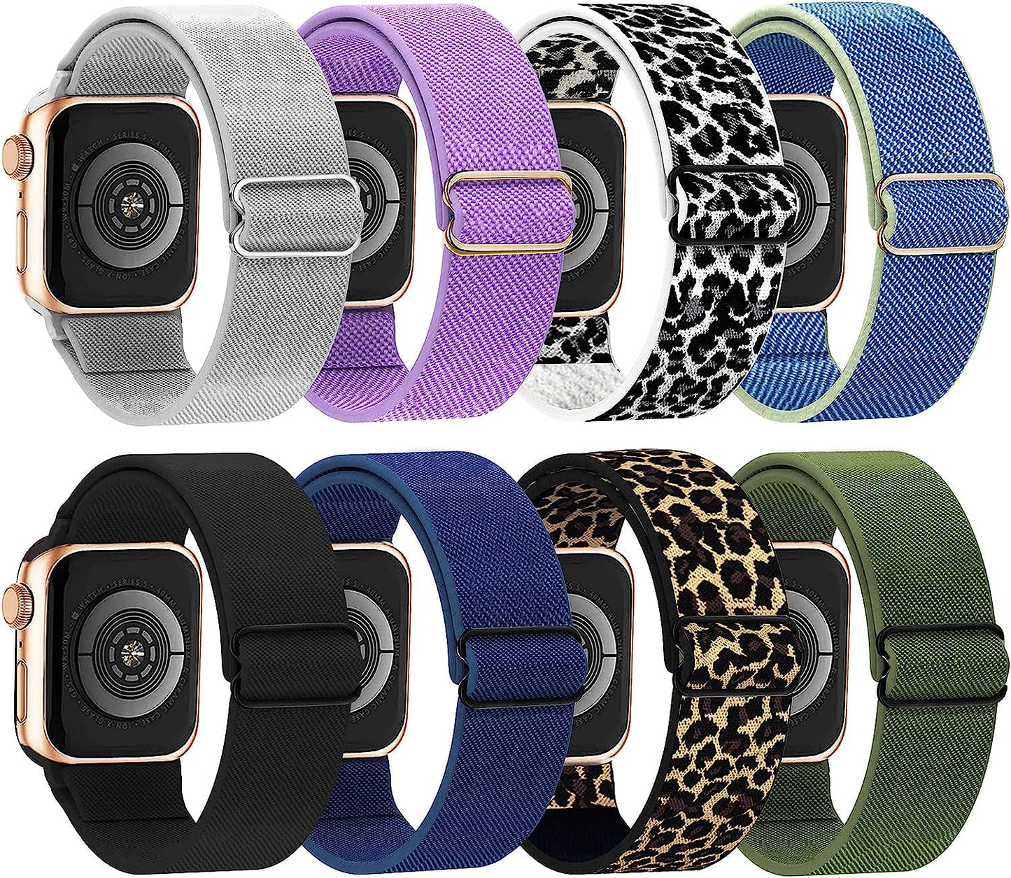 Omee Stretchy Solo Loop Compatible with Apple Watch Band 38Mm 40Mm 41Mm 42Mm 44Mm 45Mm 49Mm, Breathable Trail Loop+Alpine Loop+Ocean Band for Iwatch Serie 8 Ultra 7 6 SE 5 4 3 2 1, 8 Pack  omee Pack of 8 42mm/44mm/45mm/49mm 