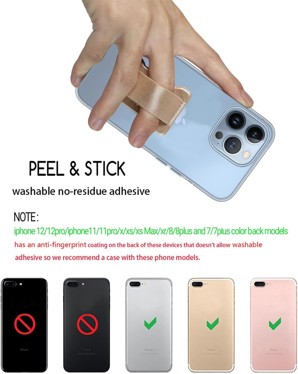 WUOJI Finger Strap Phone Holder - Phone Grip for Most Smartphones and Mini Tablets,Ultra Thin Anti-Slip Universal Cell Phone Grips Band Holder for Back of Phone -2Pack(Gold)  WUOJI   