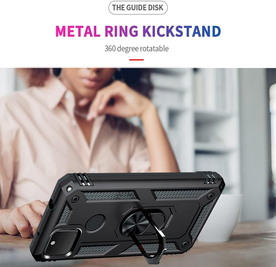 Zoeirc for Pixel 4A 5G Case, Pixel 5XL G025I Case with Tempered Glass Screen Protector, [Military Grade] Magnetic Car Ring Holder Mount Kickstand Protective Cover Case for Google Pixel 4A 5G (Black)  Zoeirc   