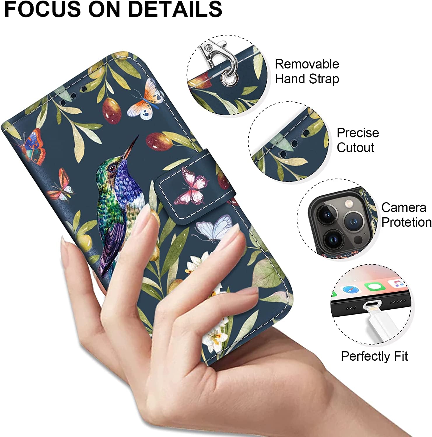 CASEOWL Iphone 14 Pro Max Wallet Case [Compatible with Magsafe Charger] Magnetic Detachable [RFID Blocking] Floral Pattern Flip Leather Lanyard Wallet Case with Card Holder,Strap for Women (Vintage)  CASEOWL   