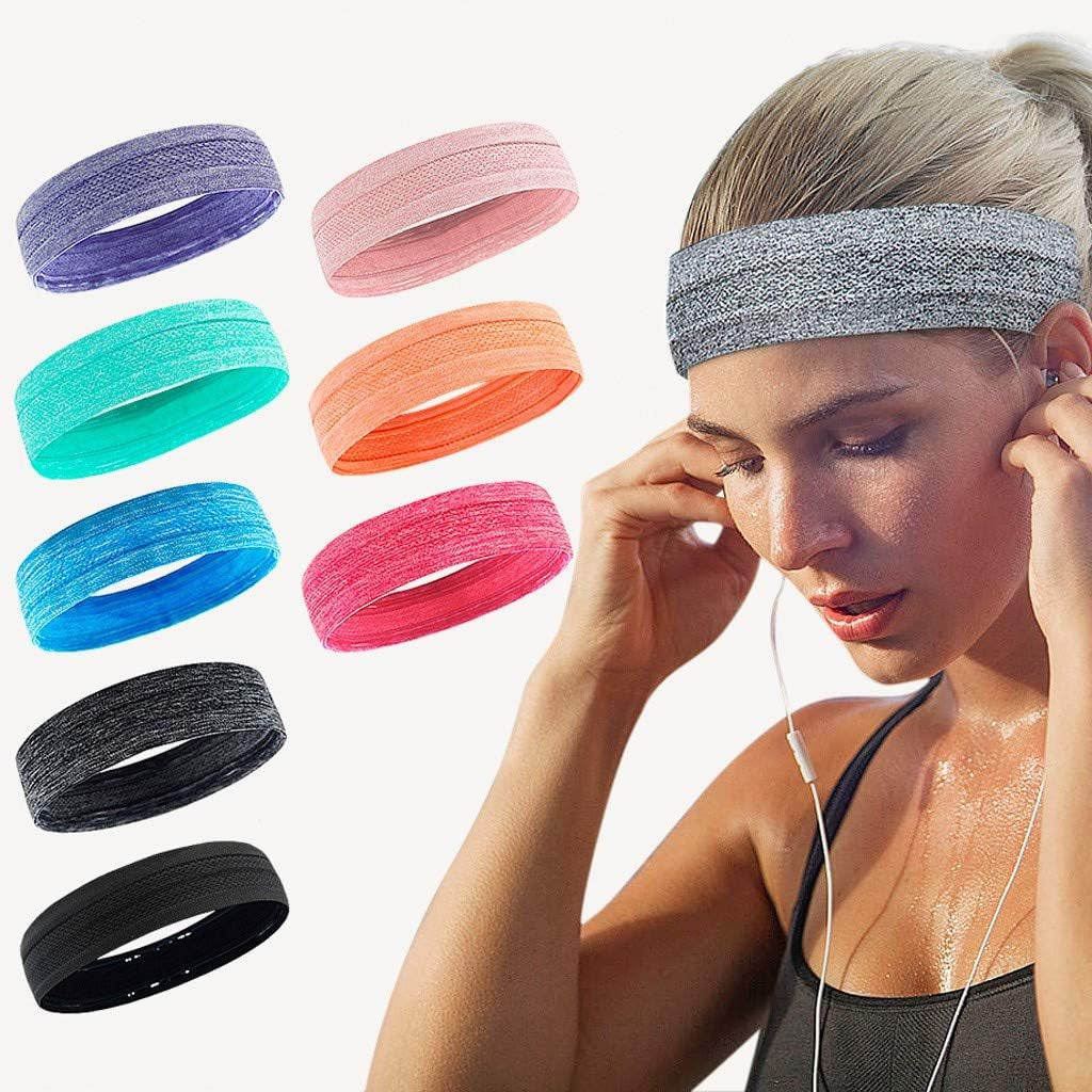 Cnebo Yoga Sports Headband for Women & Men, Breathable Solid Sweatband Anti-Slip Headbands Workout Running Headwrap Hair Bands  Cnebo Headbands   
