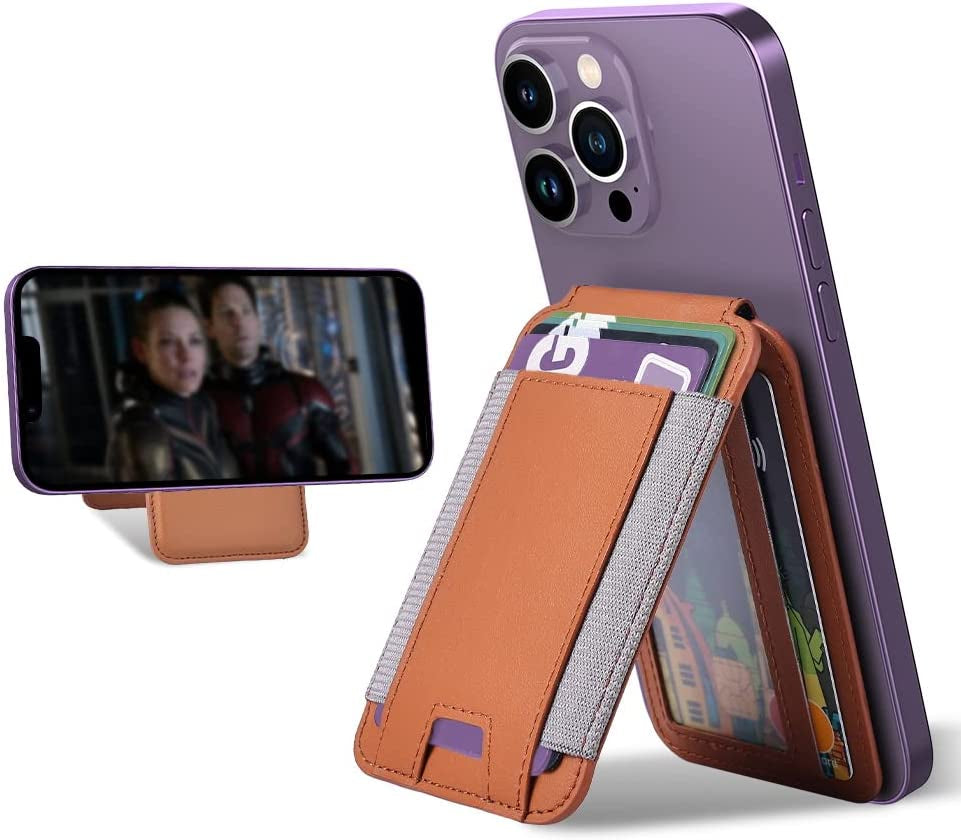 Magnetic Card Wallet Holder with Magsafe for Iphone 14 Pro Max/14 Plus/14 Pro/14, for Iphone 13 Pro Max/13 Pro/13/13 Mini, for Iphone 12/12 Pro/12 Max/12 Mini,Midnight  TWZKG Brown  