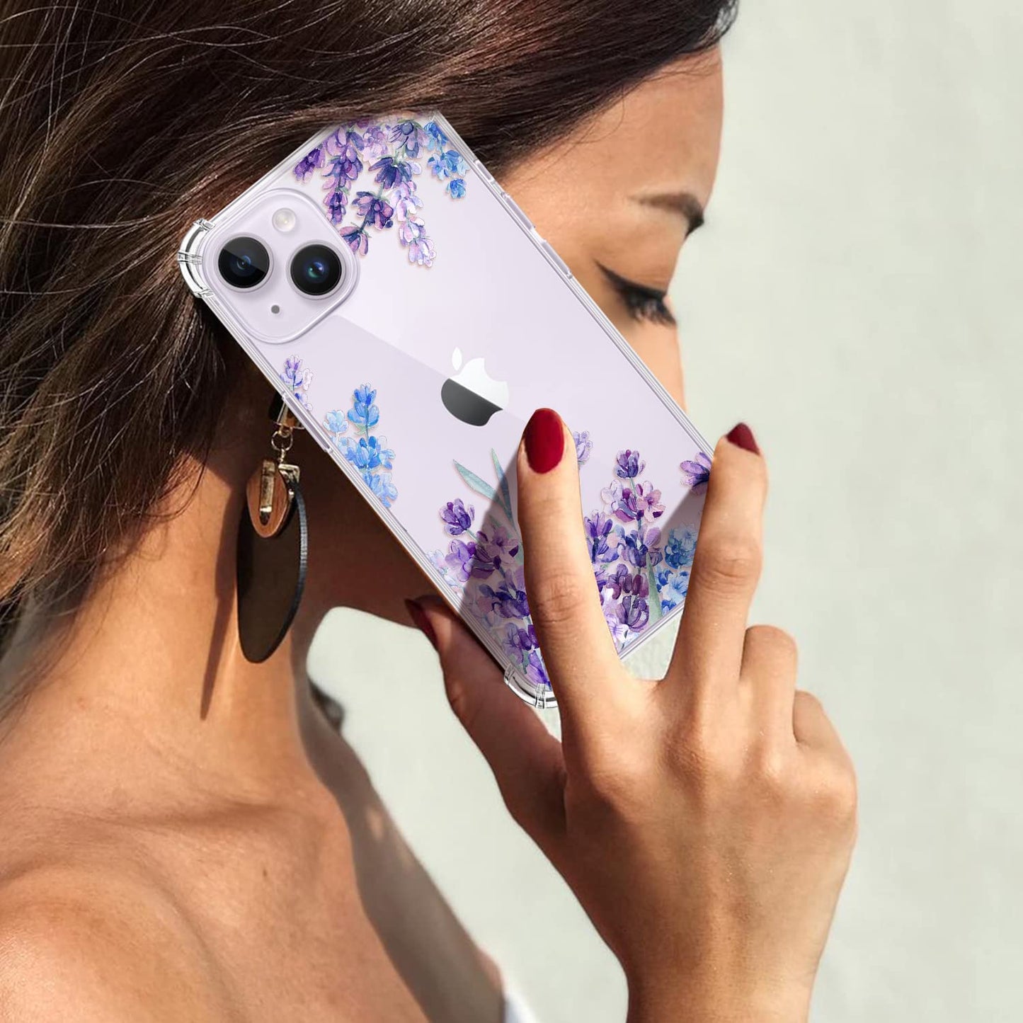 YOYORI Compatible with Iphone 14 Case with Screen Protector, Flower Pattern Design, Floral Clear Women Phone Case Shockproof Protective Soft TPU Bumper Cover 6.1 Inch 2022(Lavender/Purple)  YOYORI   