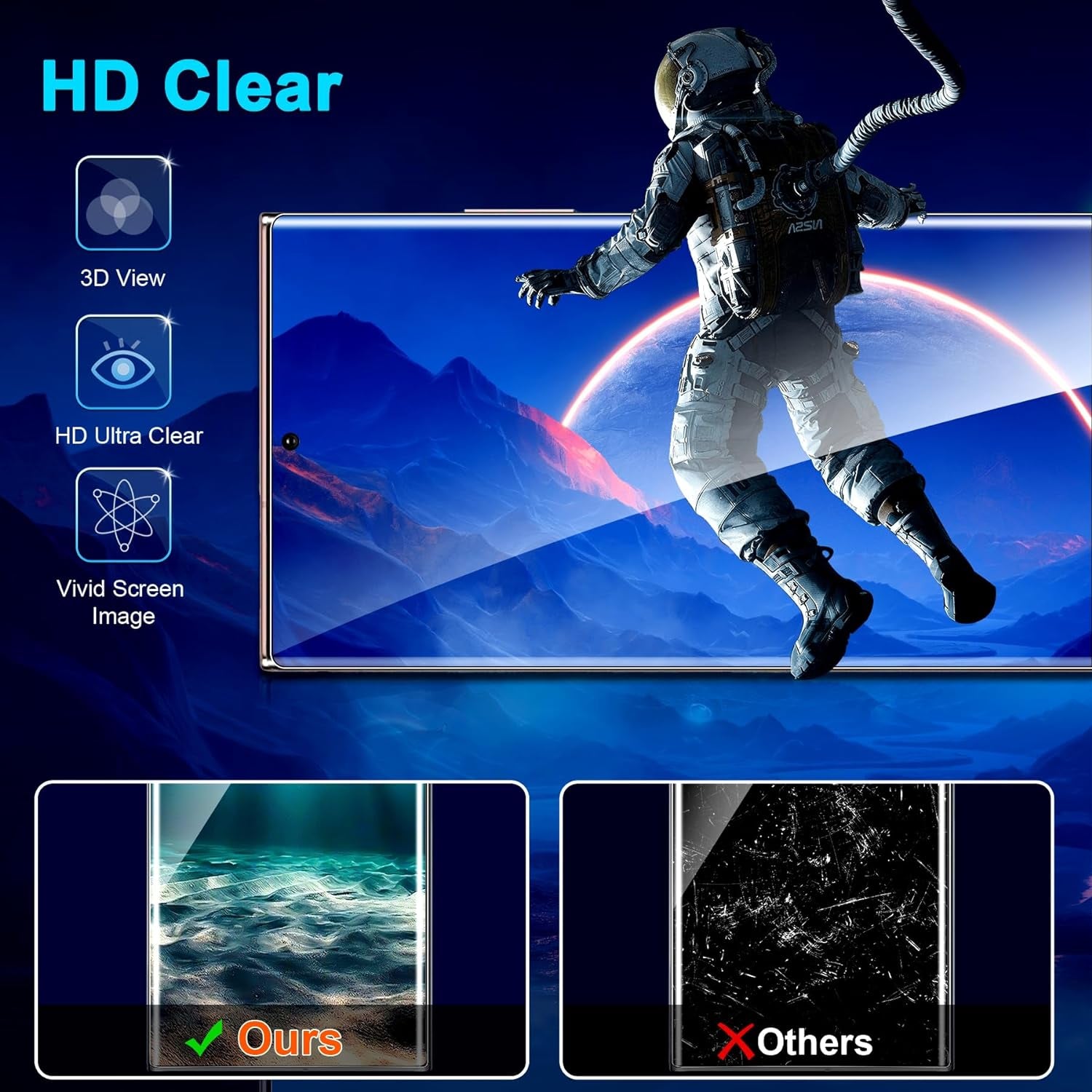 3 Pack Galaxy Note 20 Ultra Screen Protector, HD Clear Tempered Glass, Fingerprint Unlock, 3D Curved, Scratch Resistant, Bubble-Free for Samsung Galaxy Note 20 Ultra 5G Glass Screen Protector  Coliary   