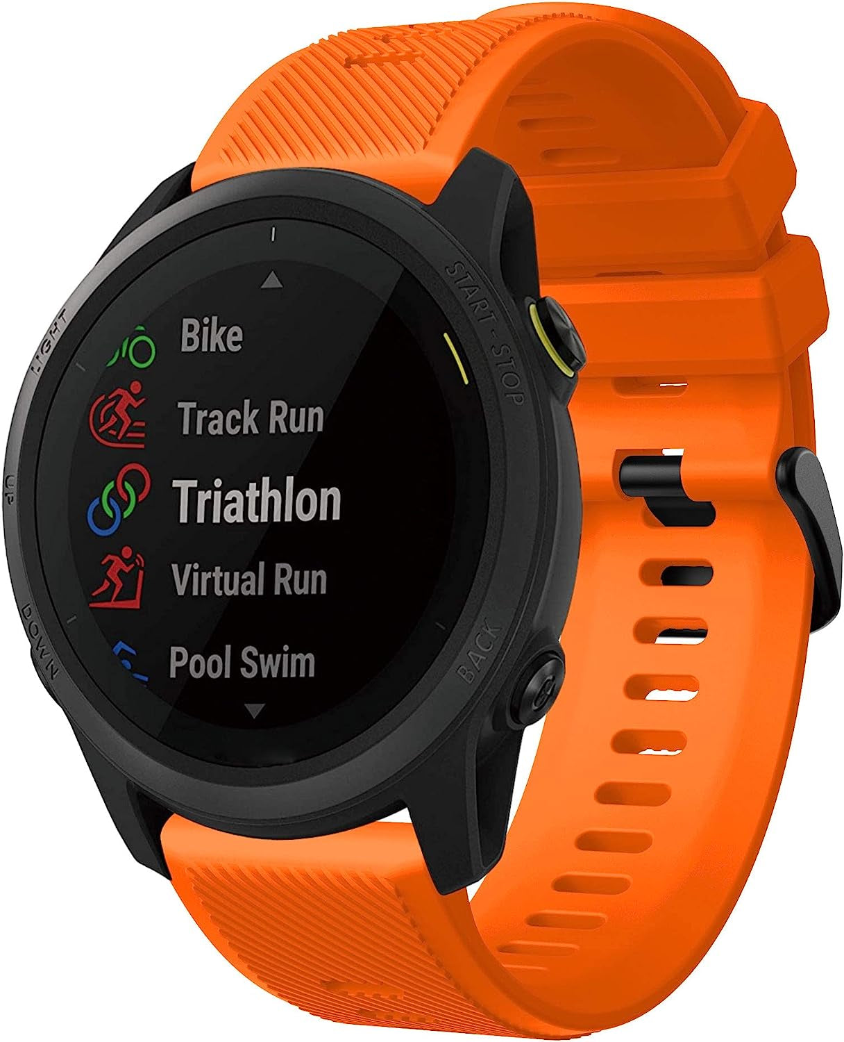 Senter Band for Garmin Forerunner 745 Band,22Mm Soft Silicone Sport Replacement Strap Band Compatible with Garmin Forerunner 745 Smart Watch  Senter Orange 22mm 