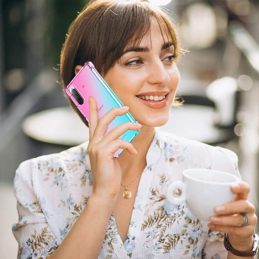 Ueokeird for Xperia 10 IV 5G Case, Sony 10 IV Case, Clear Cute Gradient Phone Case Slim anti Scratch Flexible TPU Cover Shockproof Protective Case for Sony Xperia 10 IV (Pink/Green)  Ueokeird   