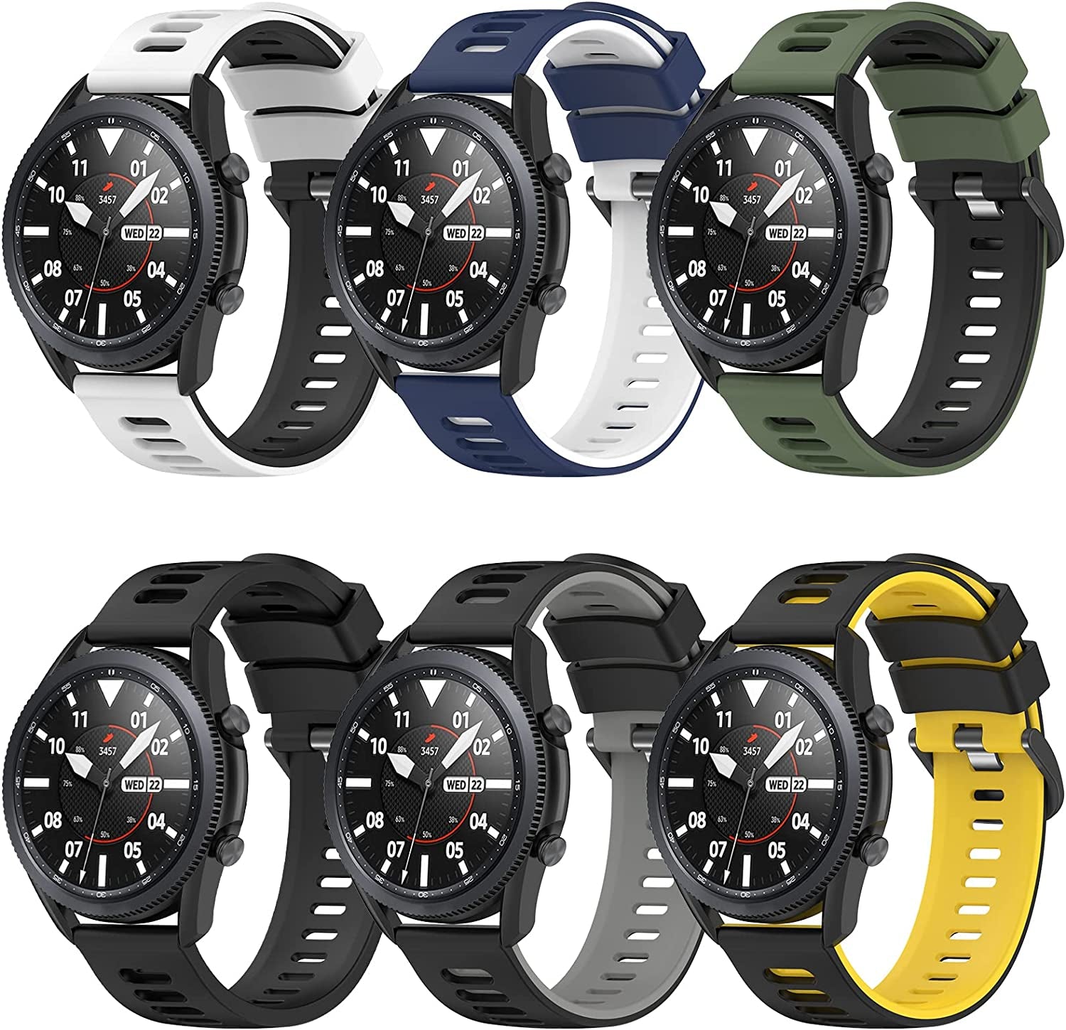 22Mm Galaxy Watch 3 45Mm Band,Soft Silicone Galaxy Watch 46Mm Bands Compatible for Samsung Gear S3 Frontier & Classic/Garmin Venu 2/Forerunner 255/ Forerunner 745/Vivoactive 4 Wristband for Men Women  EZMVZKU   