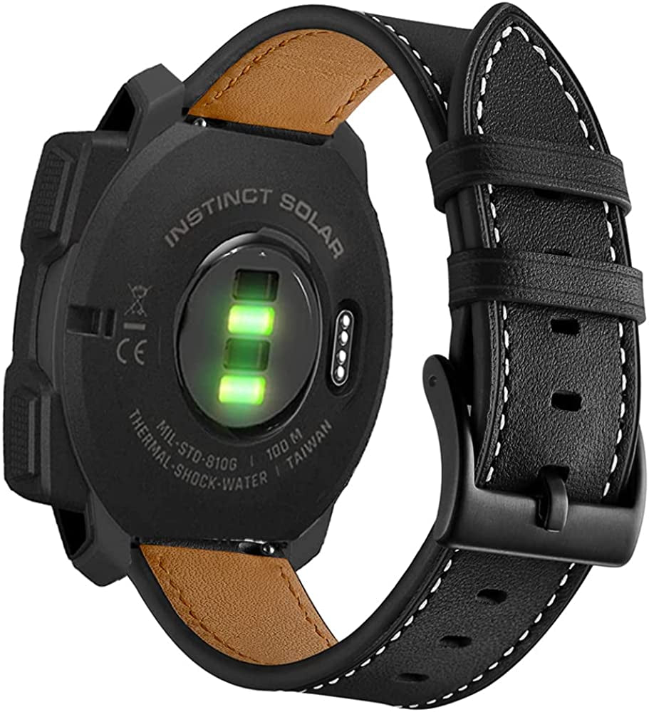 Olytop for Garmin Instinct/2 Solar Watch Bands, Leather Replacement Bracelet Strap Wristband Women Men for Garmin Instinct Tactical/Esports/Solar/Tide Smartwatch  Olytop   