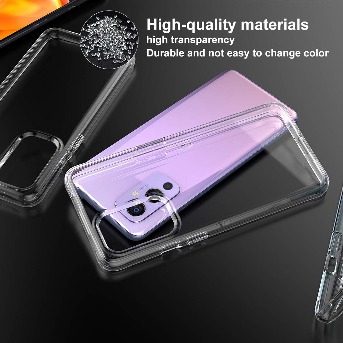 Clear Protective Case for Oneplus 9 Case Shockproof [Hard PC Back+Soft TPU Bumper] [Anti-Yellowing] [Support Wireless Charging] Protective Phone Case Cover for Oneplus 9, Transparent Clear  Eastcoo   