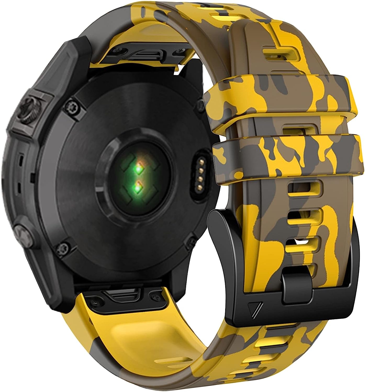 Bandkids 26Mm Camouflage Band for Garmin Fenix 5X /Fenix 6X /Fenix 7X Watch Band,Soft Silicone Waterproof Sport Quickfit Watch Bands for Garmin Fenix 6X Pro/5X Plus/Fenix 3/3 Hr/Enduro/Tactix Delta  Bandkids Yellow  