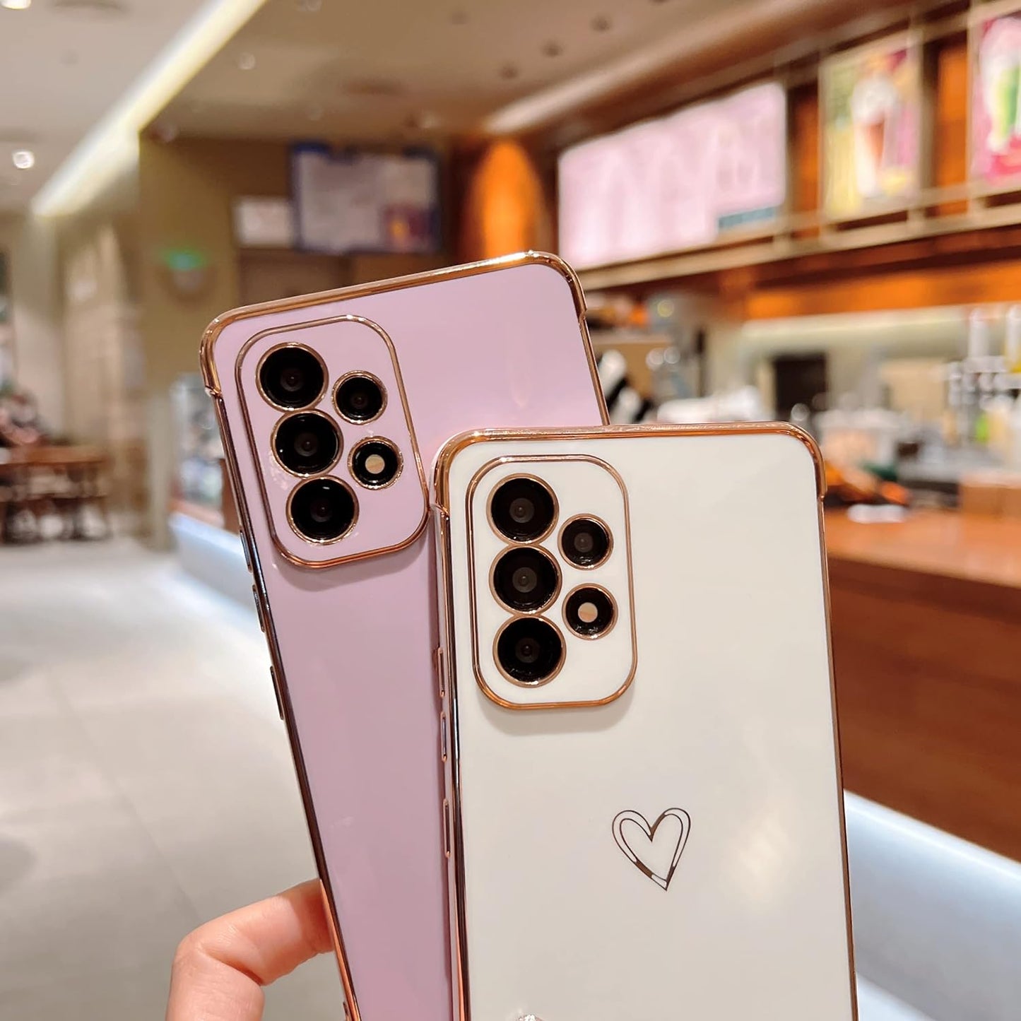 ZTOFERA Designed for Samsung Galaxy A53 Case,Cute Plating Edge Love Hearts Pattern with Camera Lens Protection Phone Cover for Samsung Galaxy A53 5G,White  ZTOFERA   