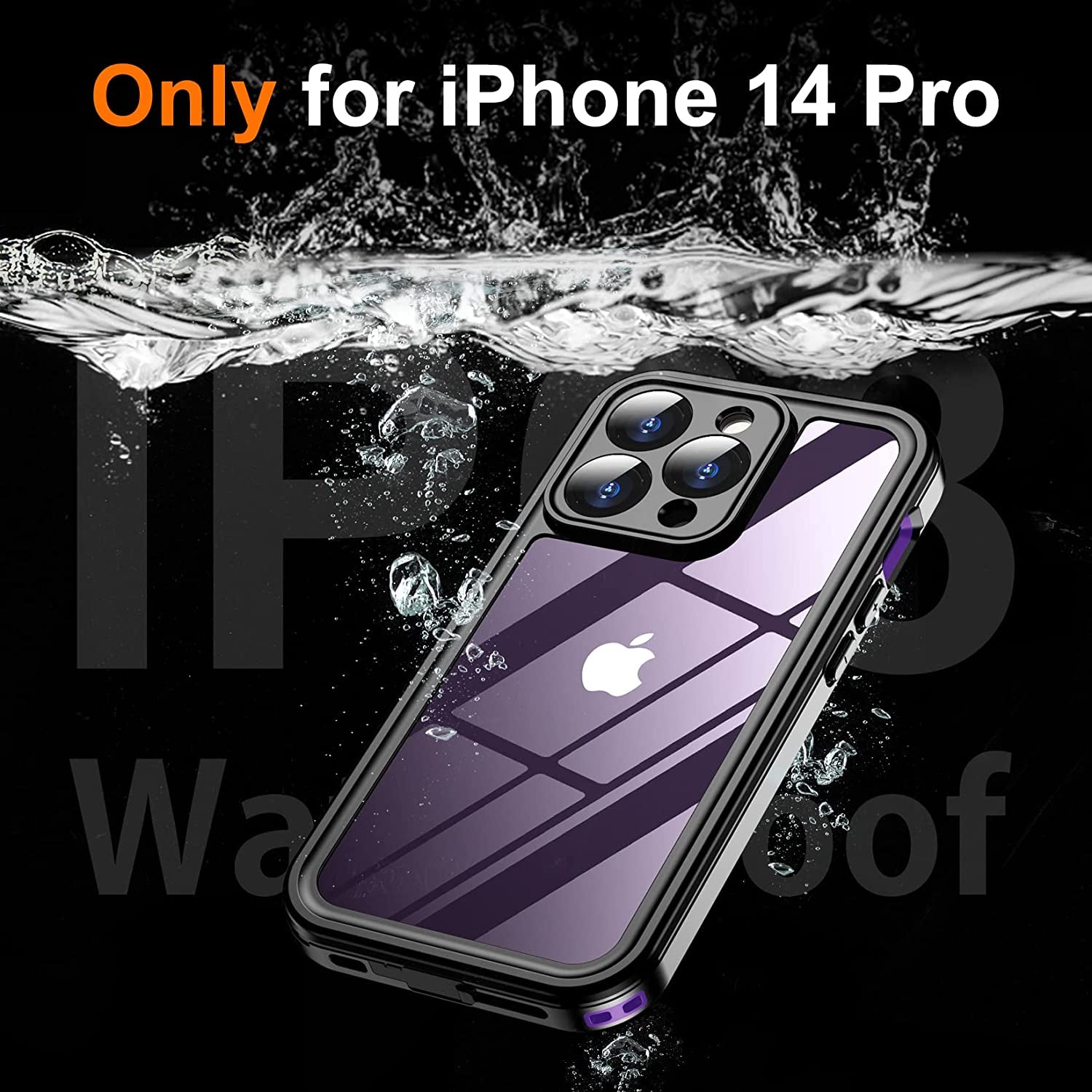 Temdan [Real 360 for Iphone 14 Pro Case Waterproof, Built-In 9H Tempered Glass Camera Lens & Screen Protection [14FT Military Dropproof][Full-Body Shockproof][Dustproof][Ip68 Underwater] Phone Case  Temdan   