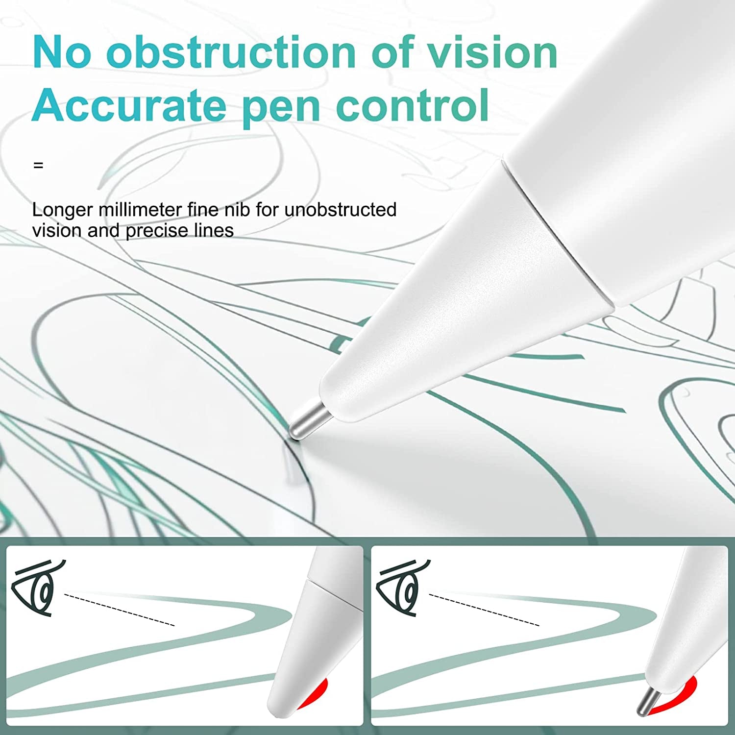 6 Pack [Pen Like] Pencil Tips for Apple Pencil 1St 2Nd Generation Replacement Nibs No Wear Out Durable Fine Point Tip Compatible for Apple Pen White  KESHOW   