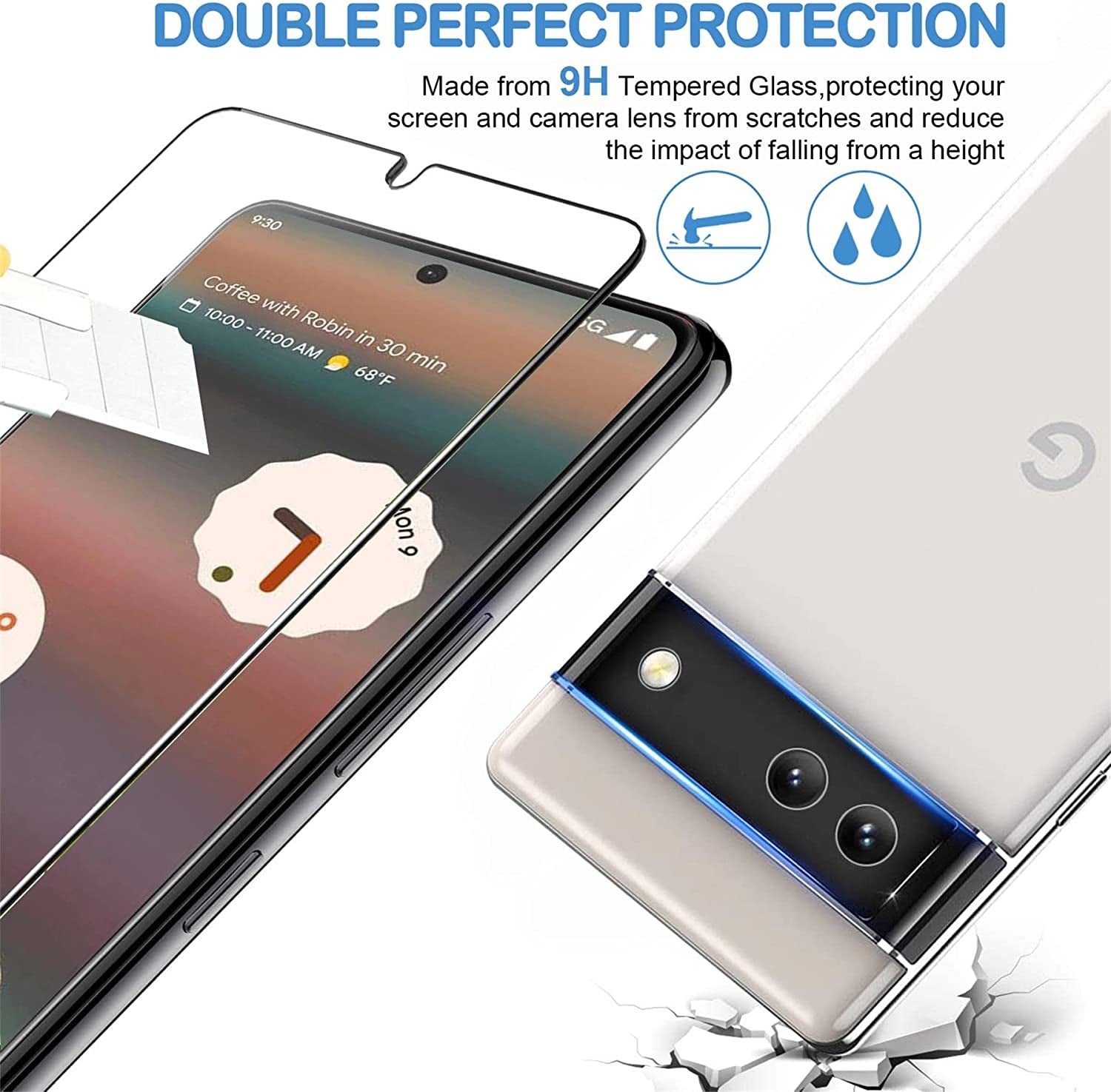 [3+3 Pack] Glass Screen Protector for Google Pixel 6A 5G, 9H Tempered Glass, Ultrasonic Fingerprint Compatible,Hd Clear Case Friendly for Google Pixel 6A Glass Screen Protector  Arshek   