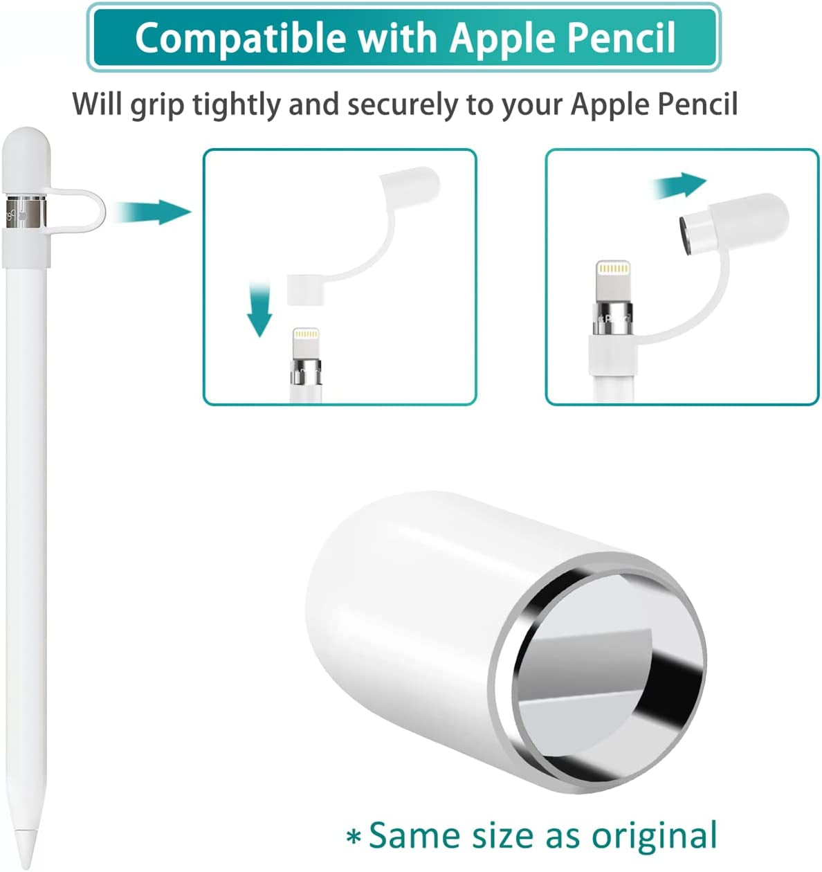 Charger Adapter and Magnetic Replacement Cap for Apple Pencil 1St Generation (Accessories with Adapter Tether and Silicone Protective Cap Holder Compatible with Apple Pen 1St Gen)  Hiicopa   