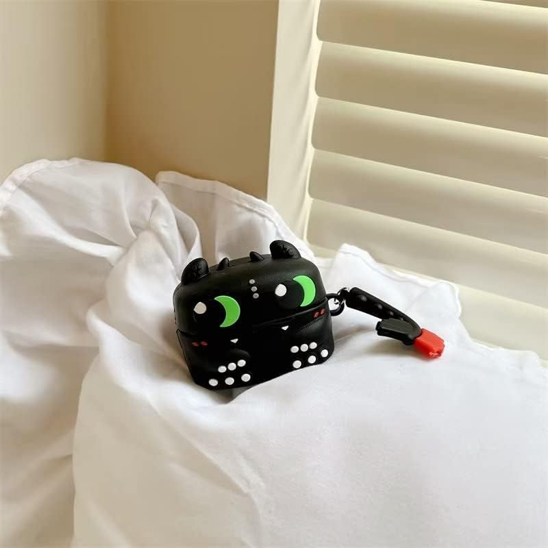 Case for Samsung Galaxy Buds2 Pro & Buds Live(2020)/Buds Pro(2021)/Buds 2 (2022) Charging Box,Cute Cartoons Kawaii Anime Fashion Animal Desig Protective Cover with Keychain (Black)  Angelcityus   