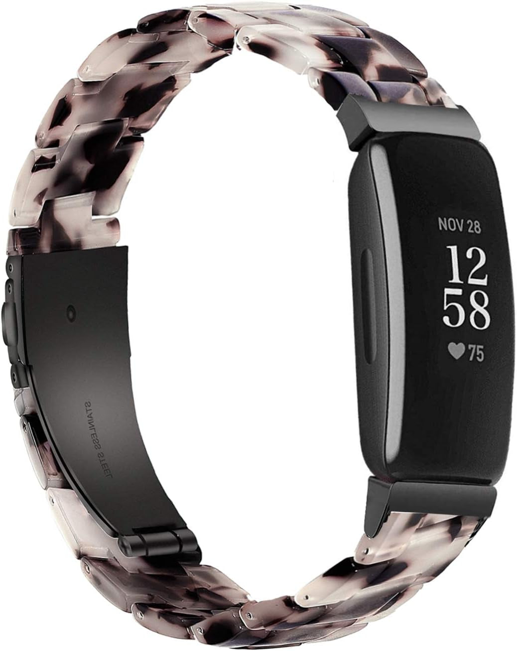 Wongeto Compatible with Fitbit Inspire 2 & Inspire/Inspire HR Bands for Women Girls, Resin Wristband Strap with Stainless Steel Buckle Replacement Bands for Fitbit Inspire Accssorises(White Flower)  Wongeto Flower Grey  