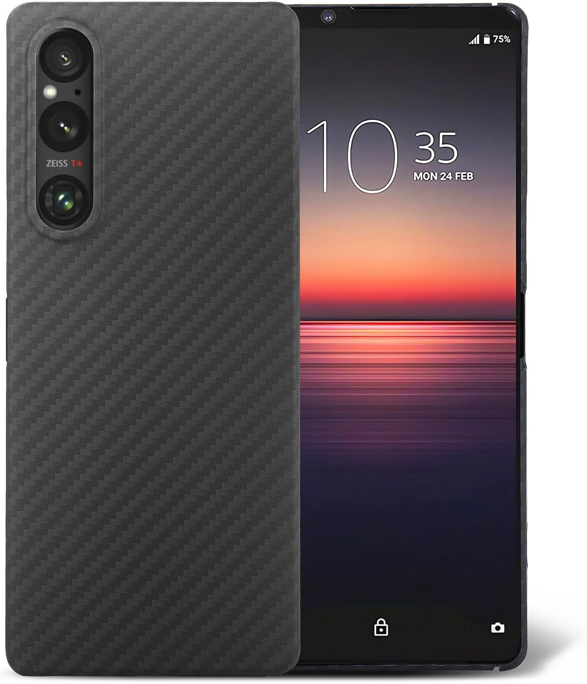 GIMENOHIG Ultra Thin and Lightweight Aramid Carbon Fiber Case for Sony Xperia 1 V (Red Black)  GIMENOHIG Black  