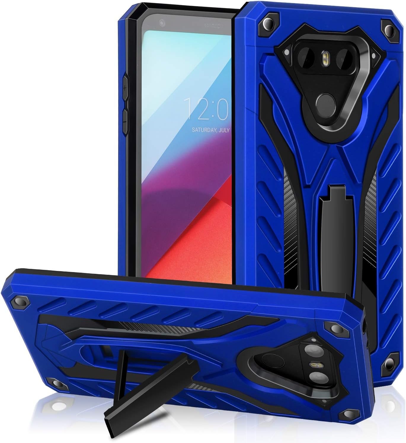 AFARER Case Compatible with LG G6 5.7 Inch, Military Grade 12Ft Drop Tested Protective Case with Kickstand,Military Armor Dual Layer Protective Cover - Black  AFARER Blue  