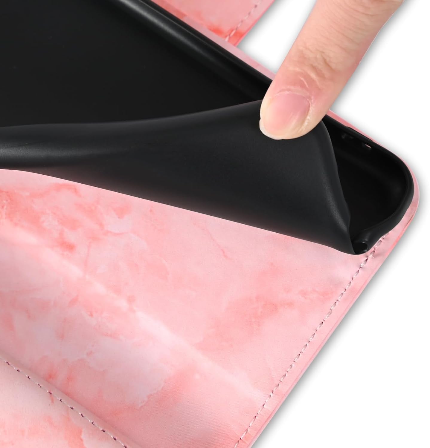 Asuwish Phone Case for Google Pixel 4A 5G 6.2 Wallet Cell Cover with Tempered Glass Screen Protector and Marble Leather Flip Credit Card Holder Slot Stand Pixel4A5G UW Pixel4A 5G Pixle A4 G5 4A5G Pink  Asuwish   