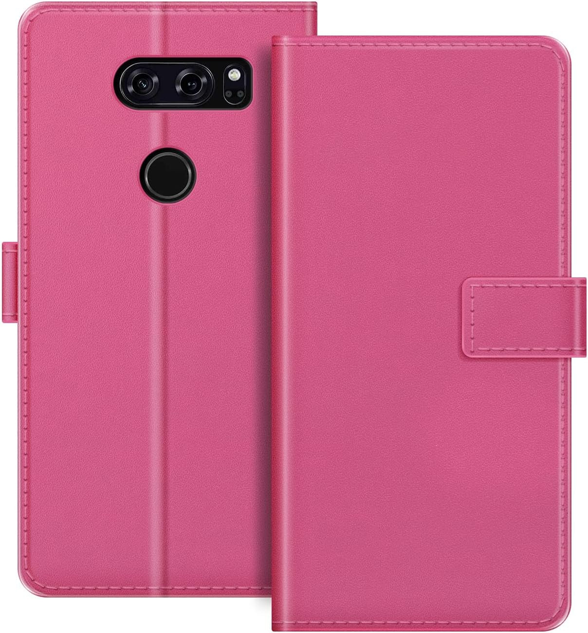 For LG V30 Case, Premium Magnetic PU Leather Cover with Card Holder and Kickstand, Fashion Flip Case for LG V30+ 6 Inches  MILEGAO Rose  