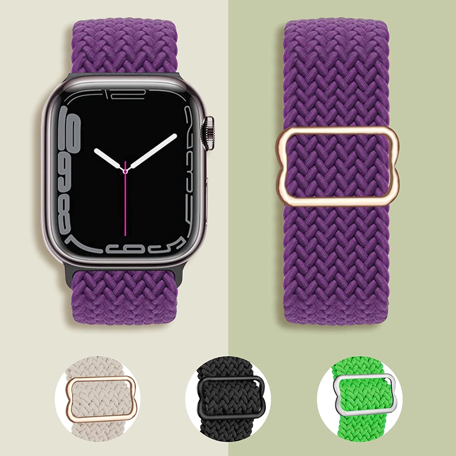 Brigtlaiff Braided Solo Loop Compatible with Apple Watch Band 38Mm 40Mm 41Mm 42Mm 44Mm 45Mm 49Mm Women Men, Adjustable Stretchy Nylon Wristband Strap for Iwatch Series 8 7 6 5 4 3 2 1 SE Ultra, 6Pack  Brigtlaiff   