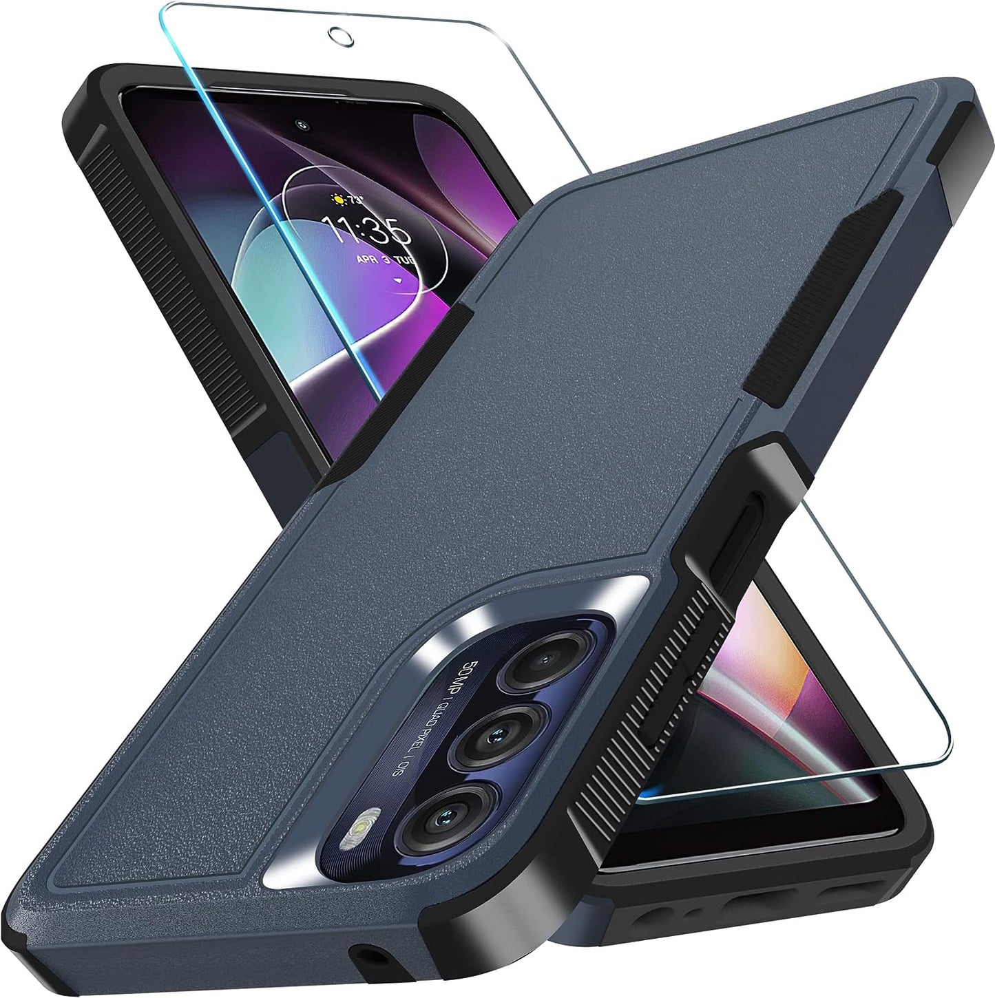 For Motorola Moto G Power 5G 2023 & Moto G 5G 2023 Case with Tempered Glass Screen Protector[1 Pack], Dual Layer Full Body Heavy Duty Rugged Shockproof Protective Phone Cover, Mint Green  RMOCR Navy Blue Moto G 5G 2022 