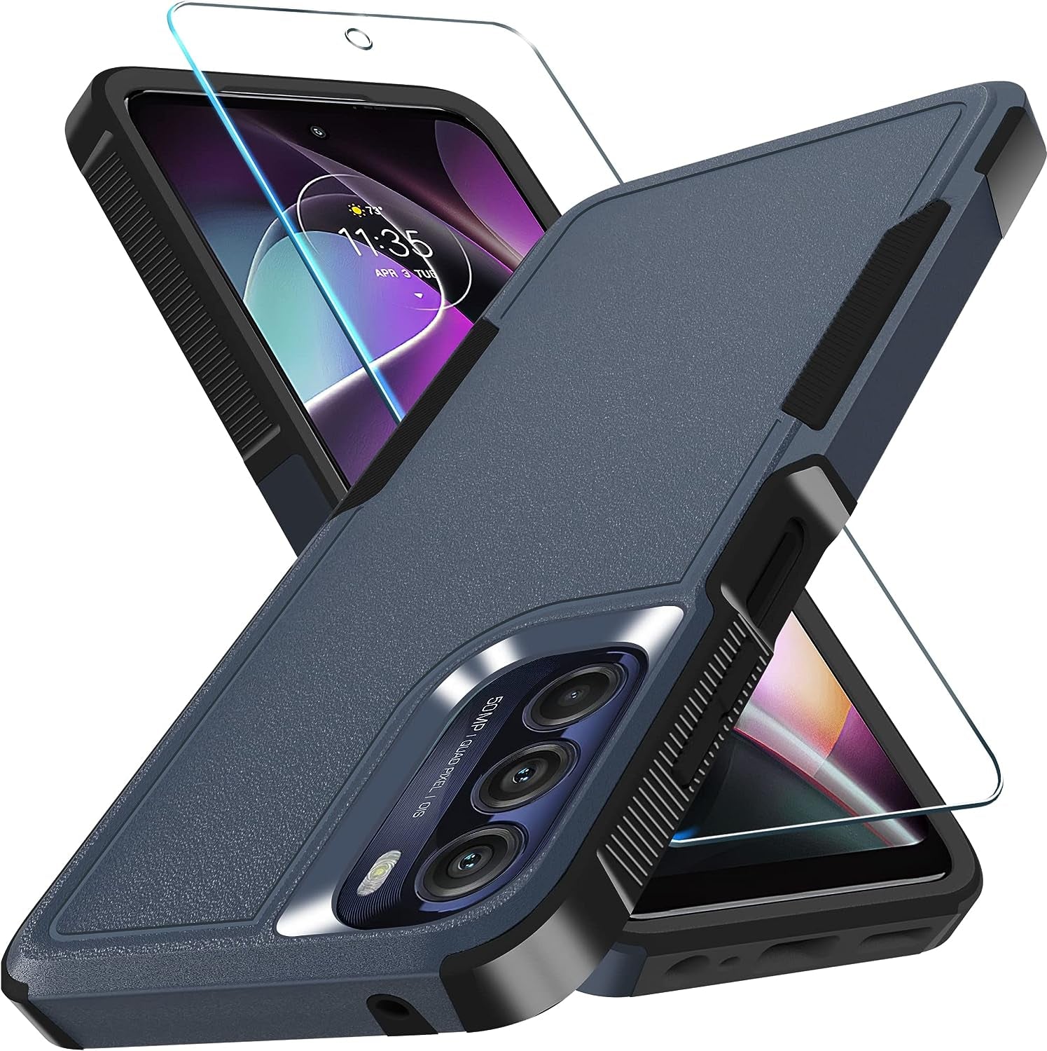 For Motorola Moto G Power 5G 2023 & Moto G 5G 2023 Case with Tempered Glass Screen Protector[1 Pack], Dual Layer Full Body Heavy Duty Rugged Shockproof Protective Phone Cover, Mint Green  RMOCR Navy Blue Moto G 5G 2022 