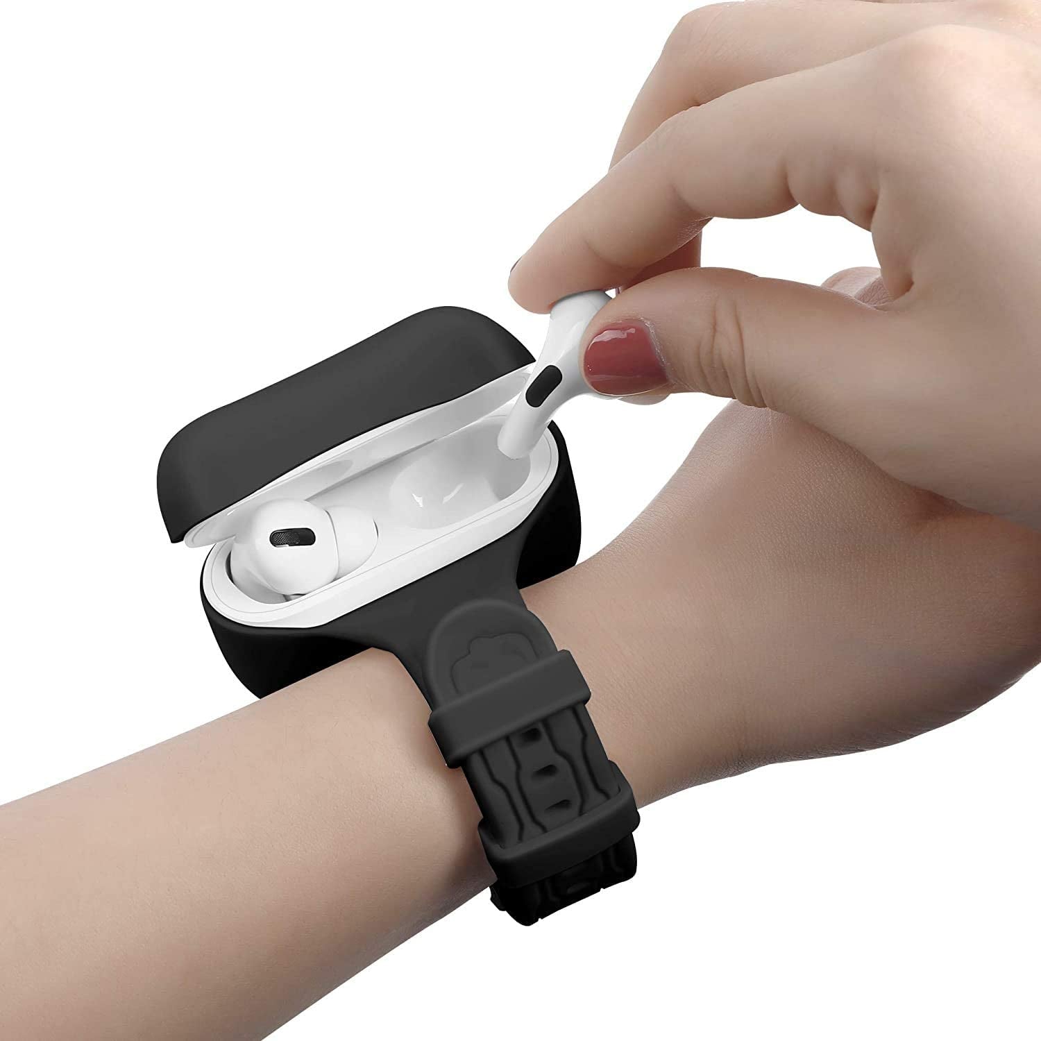 Wrist Band Accessories for Airpods/Airpods 2 Case Sport Strap Cover Full Protective Silicone Skin Compatible with Apple Airpods 1St and 2Nd Wireless Charging Case (Black+Blue)  BabyValley Black (Pro) for Airpods Pro 