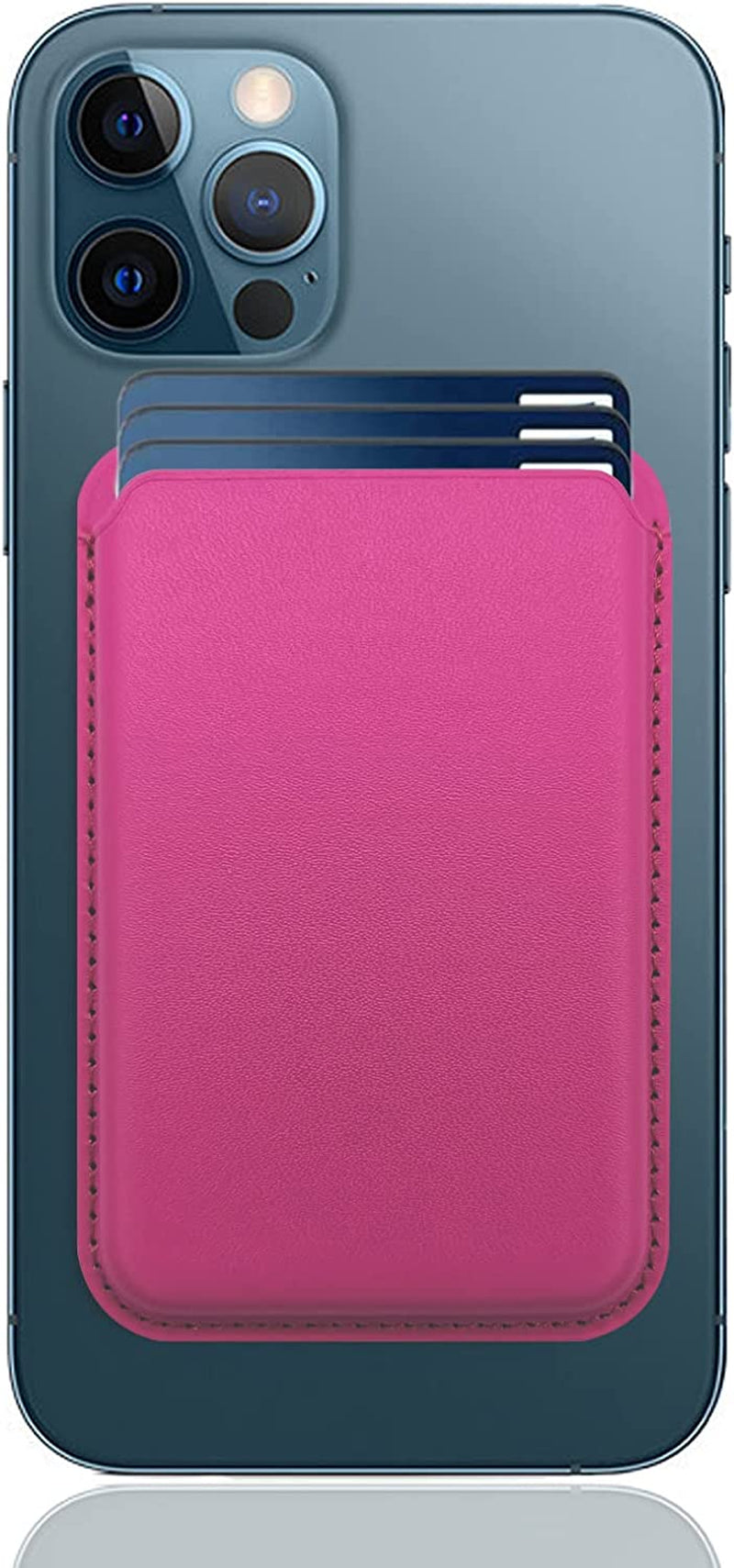 [2 Pack] Magnetic Card Holder Wallet for Iphone 14/13/12 Series with Magsafe, Leather Wallet for Iphone 14 Pro/Pro Max/Plus/14, Mag-Safe Wallet for Iphone 13 Pro/Pro Max/Mini/13/12 Series, Black Blue  iLodn HotPink  