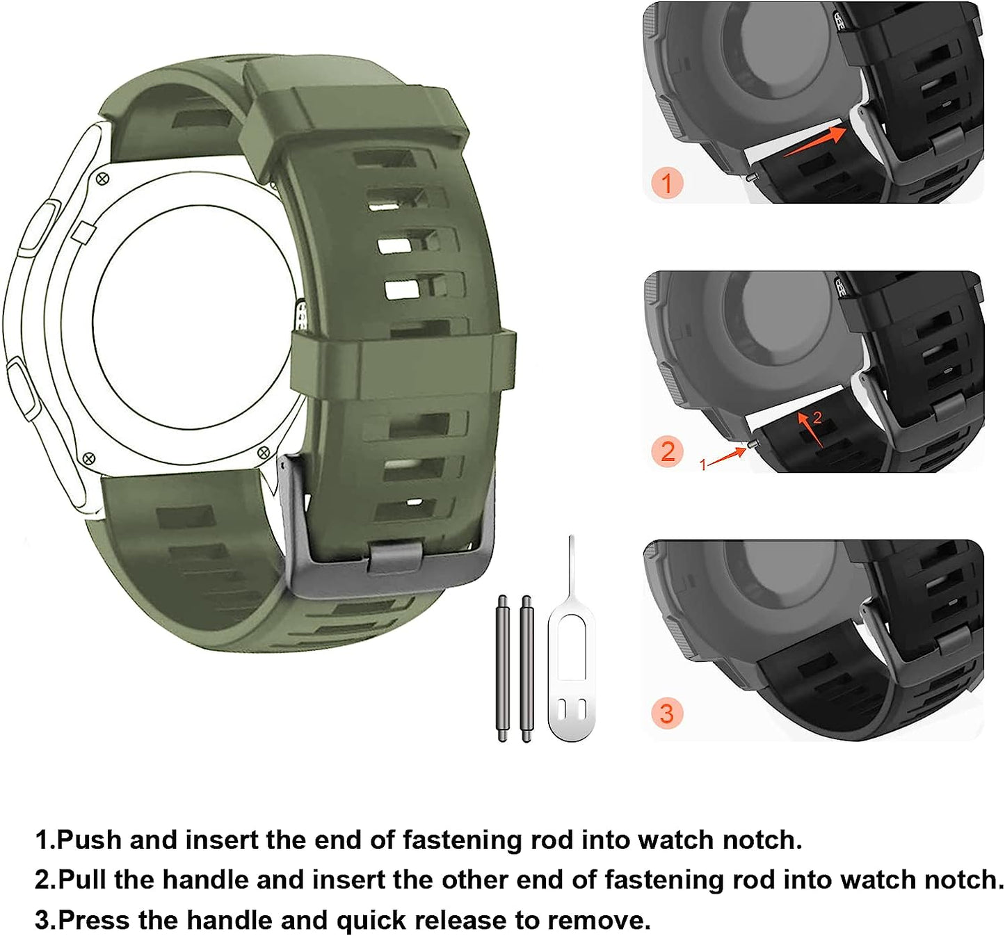 GERSIK Compatible with Garmin Instinct Bands, Soft Silicone Strap Sport Wristband Replacement for Garmin Instinct 2/Instinct Esports/Solar/Tide/Tactical GPS Smartwatch  GERSIK   