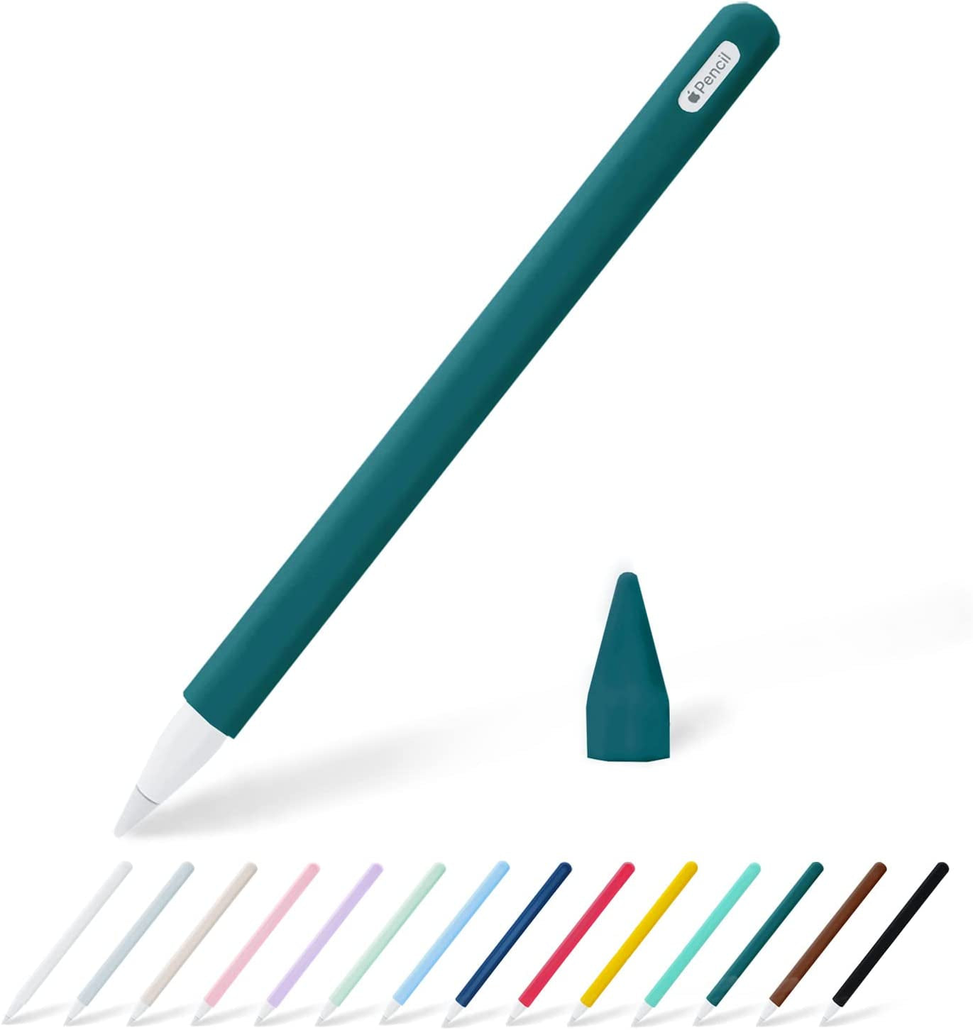 KELIFANG Silicone Case Sleeve Cover Compatible Apple Pencil 2Nd Generation, Cute Pink Protective Skin Holder Grip and Tip Cap Accessories Compatible Ipad Pro 11 12.9 Inch  KELIFANG Forest Green  