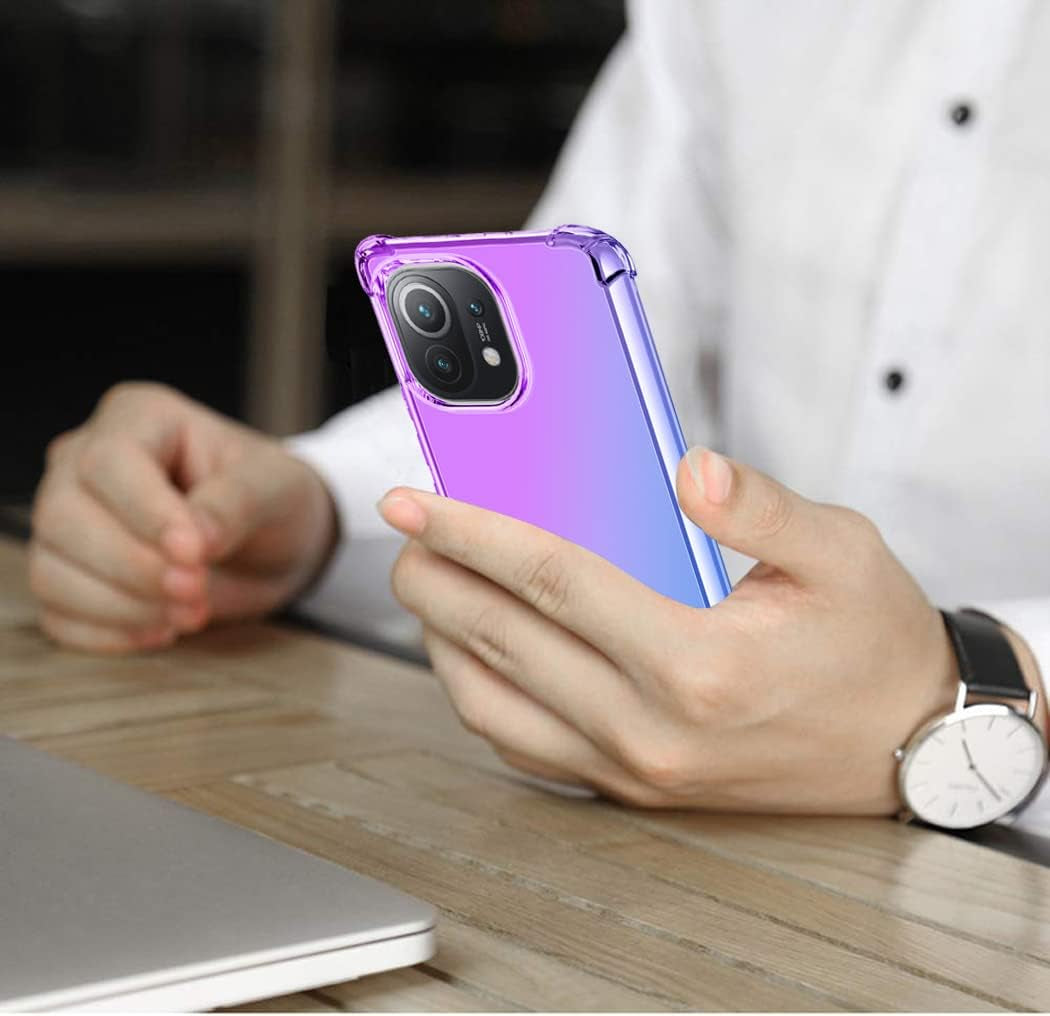 Vokuha for Xiaomi 11 5G Case, M2011K2C Case, Cute Clear Gradient Slim Shockproof Soft Flexible TPU Back Phone Protective Cover for Xiaomi Mi 11 5G (Purple/Blue)  Vokuha   