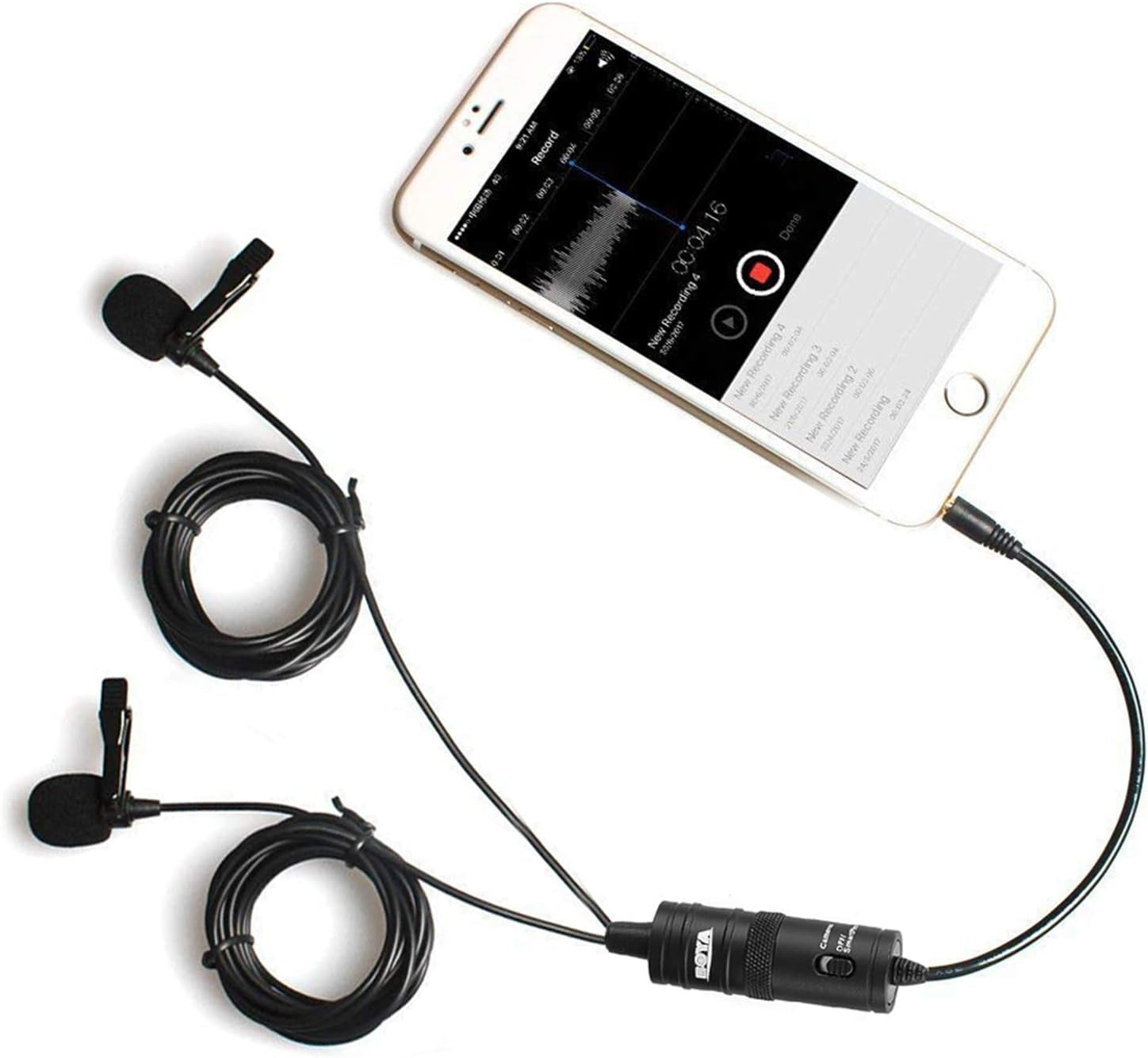 BOYA Upgraded BY-M1S Lavalier Microphone without Battery Omnidirectional Lapel Mic for Iphone DSLR Camera Android Smartphone Camcorders Audio Recorders PC Laptop Recording  BOYA Dual TRRS  